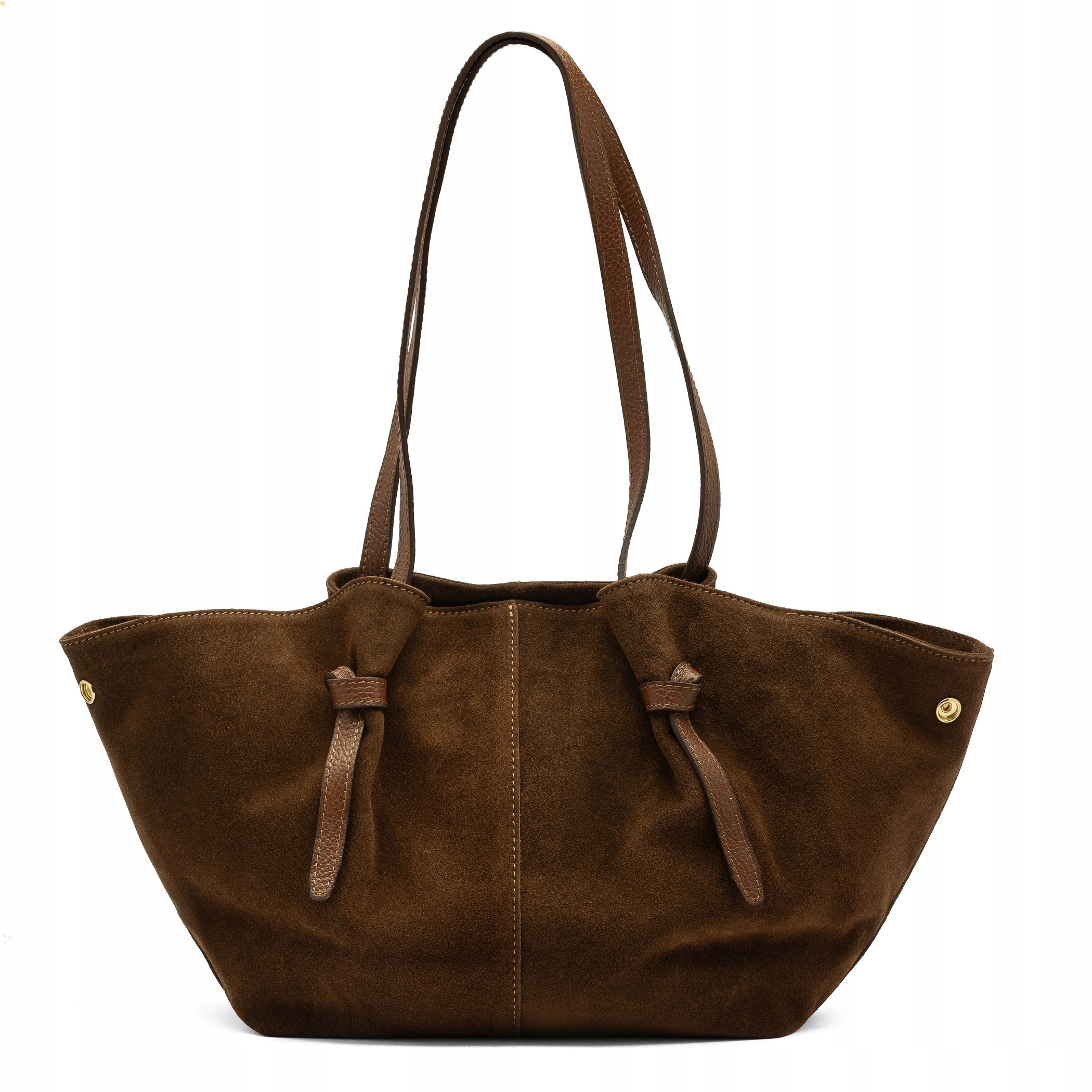 Dámská kabelka Vera Pelle kožená Shopper Loďka přes rameno Hnědá semišová