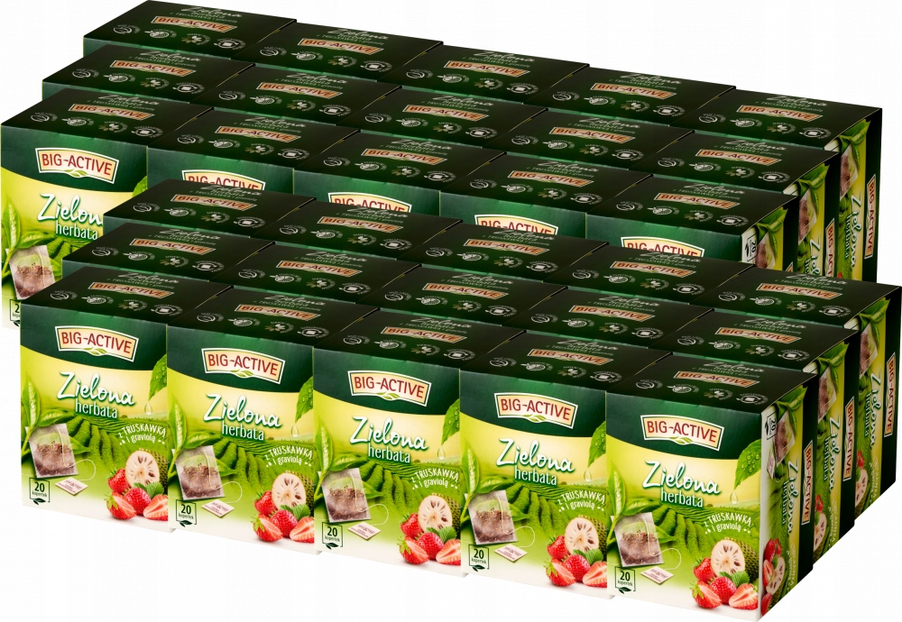 Big Active herbata Zielona Z Truskawką I Graviolą 20 Kopert x30