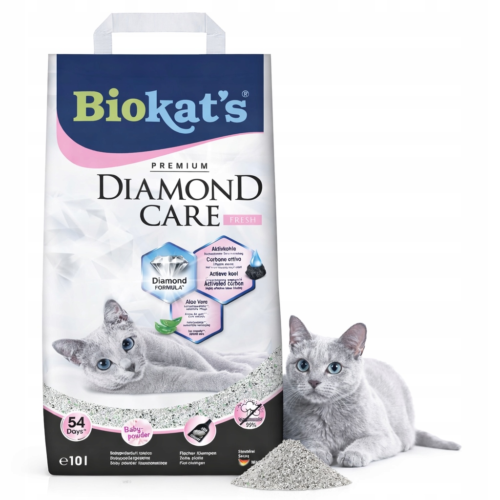 Biokat's Diamond Care Fresh Stelivo Pro Kočky Baby Powder 10 L Vůně Pudru
