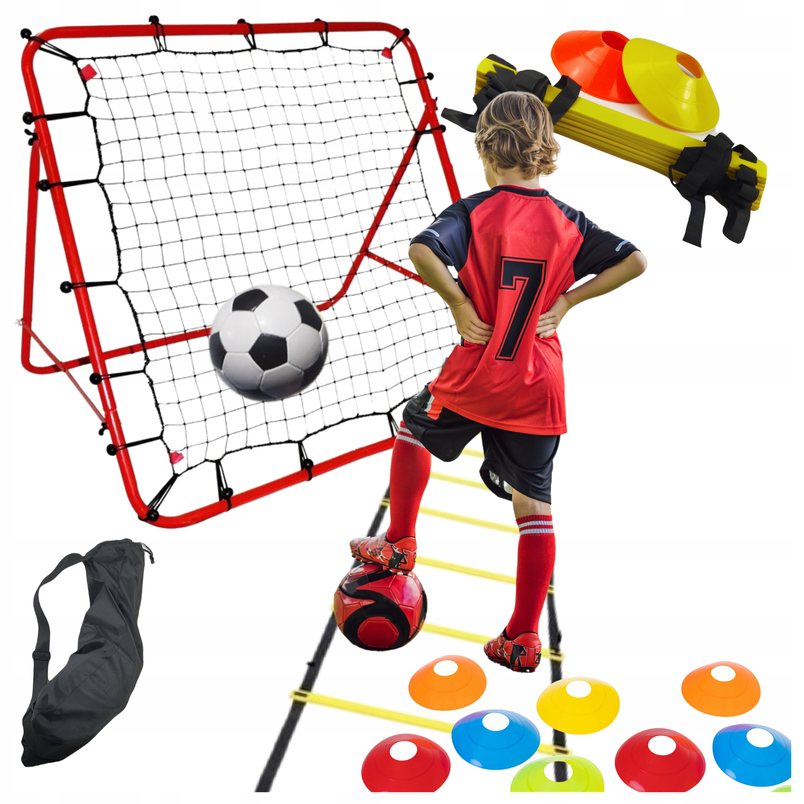 13w1 Piłkarski Drabinka Koordynacyjna Pachołki Trenażer Rebounder Zestaw