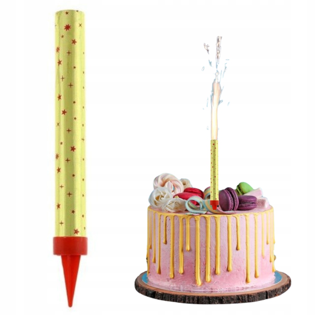 FONTANNA TORTOWA RACA ŚWIECA ŚWIECZKA ZŁOTA NA TORT URODZINY ŚLUB 12cm 1szt