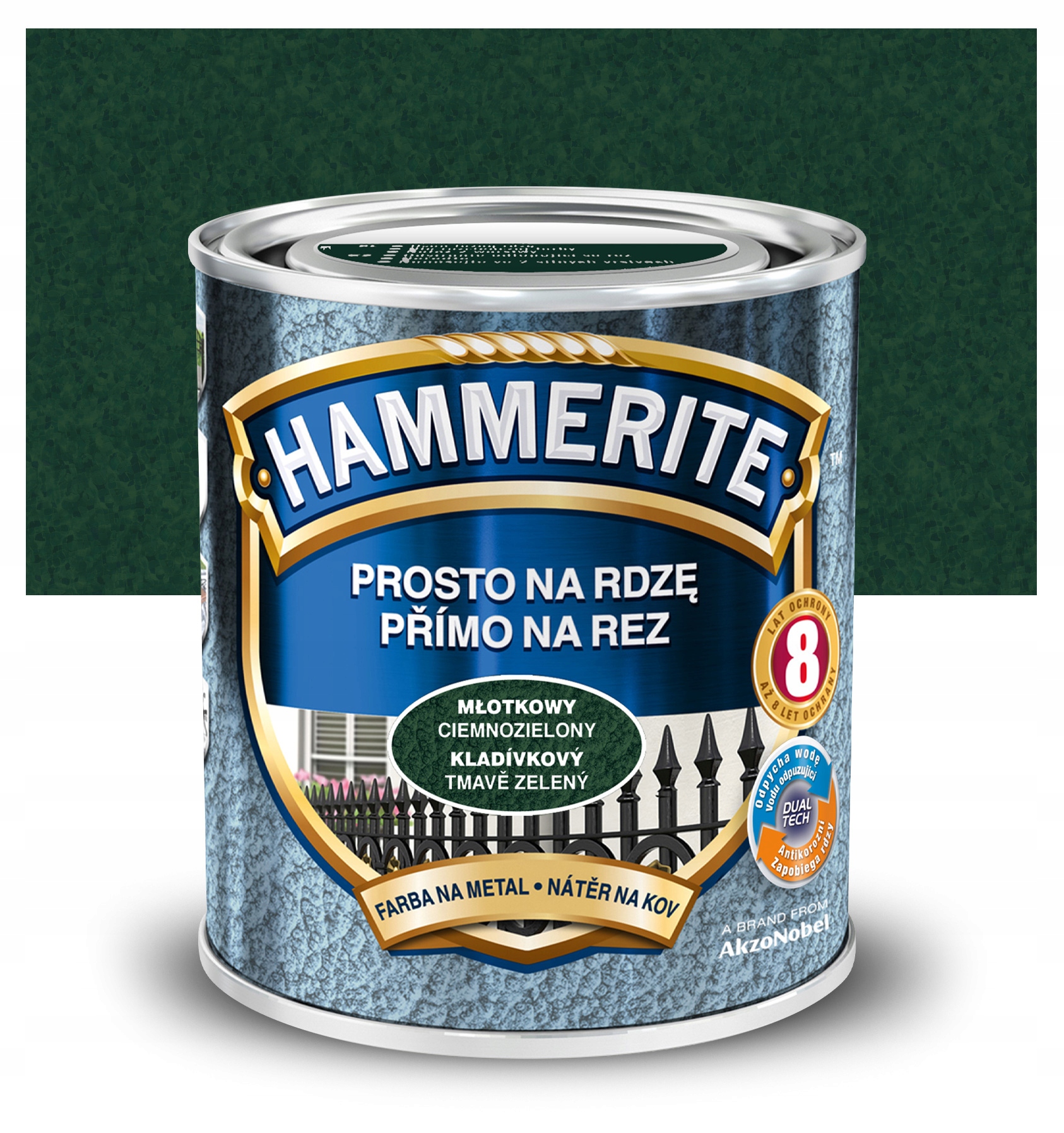 antykorozyjna Farba Hammerite na rdzę CiemnoZielony młotkowy 2,5 L