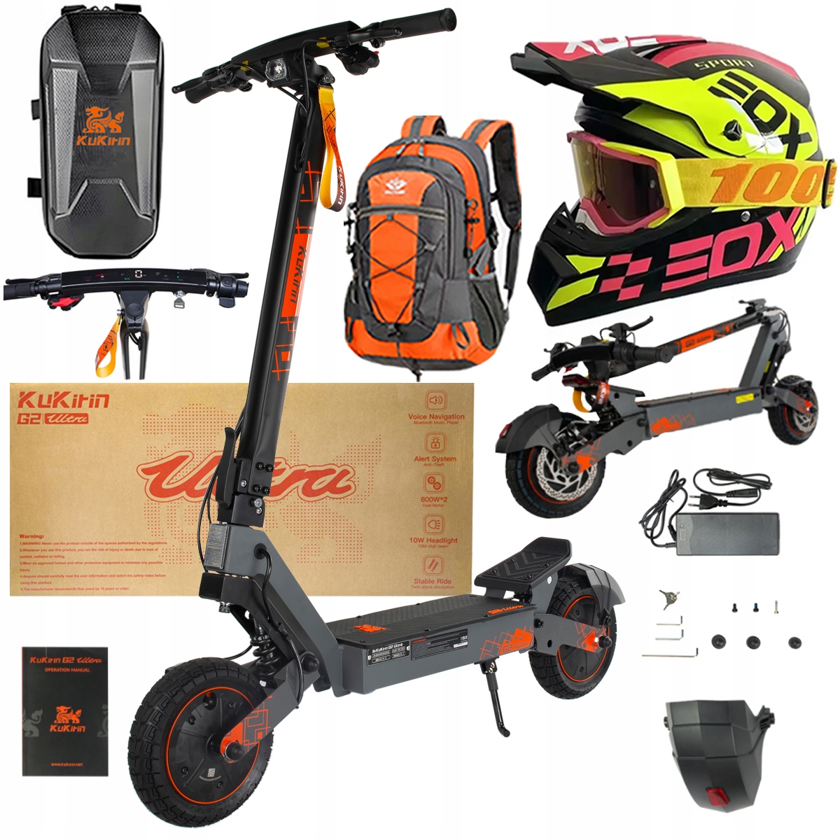 Kukirin G2 Ultra elektrické vozidlo 2000W 55km/h 55KM 48V18Ah 10" dárky
