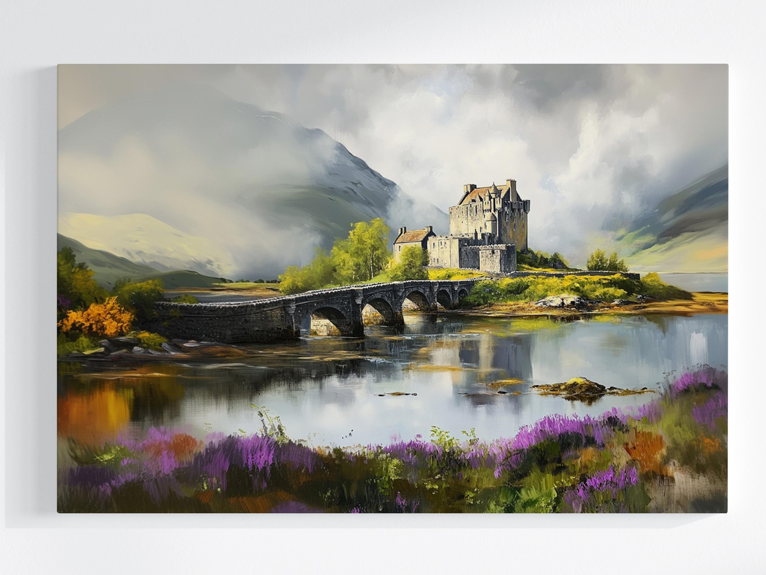Obraz Na Plátně Canvas Krajina Skotsko Highlands Hory Hrad Most 120x80