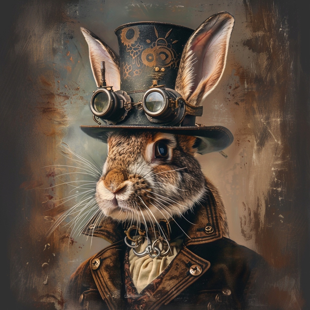 Obraz Na Plátně Canvas Portrét Králík Zajíc Steampunk Industrial 80x80