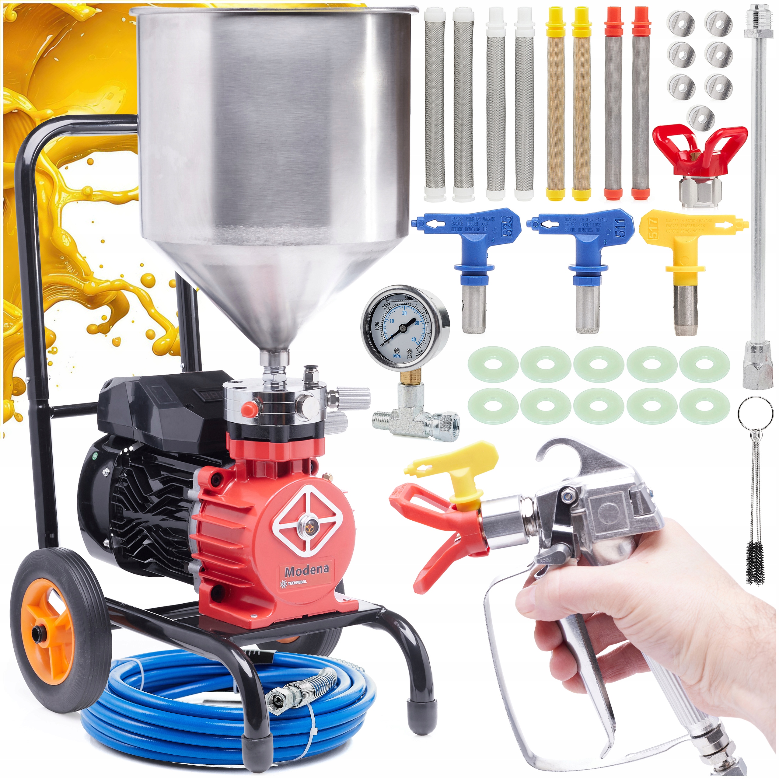 Membránový malířský agregát 3500W 3300PSI Trysky Pistole Nádrž na barvu