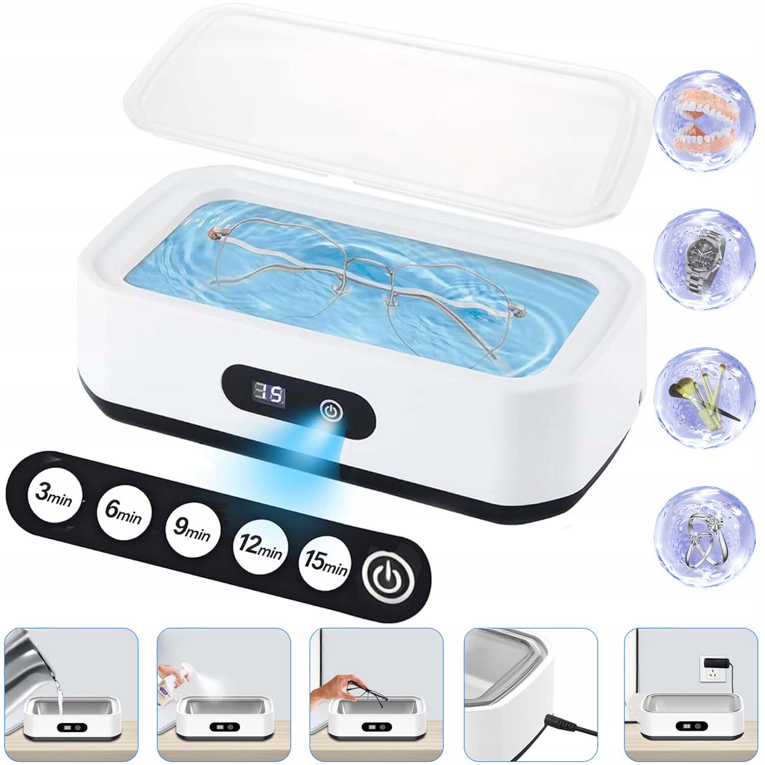 Ultradźwiękowy Środek Do Czyszczenia Biżuterii Myjka Ultradźwiękowa 650ML