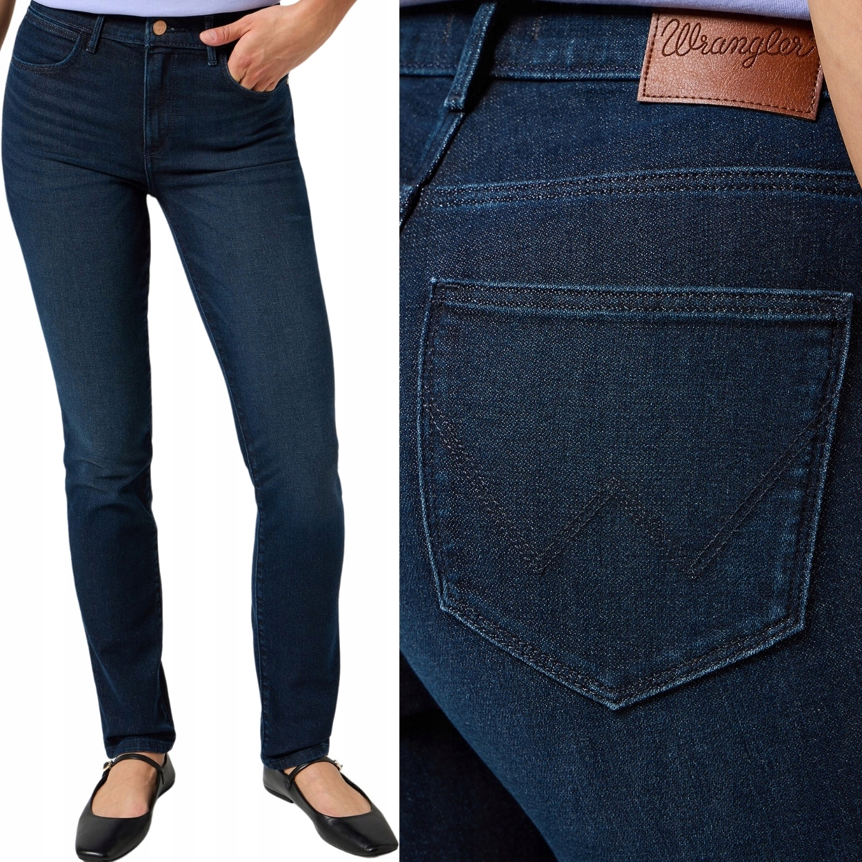 Wrangler Slim jednoduché vysoké tmavě modré dámské džínové kalhoty W28 L34
