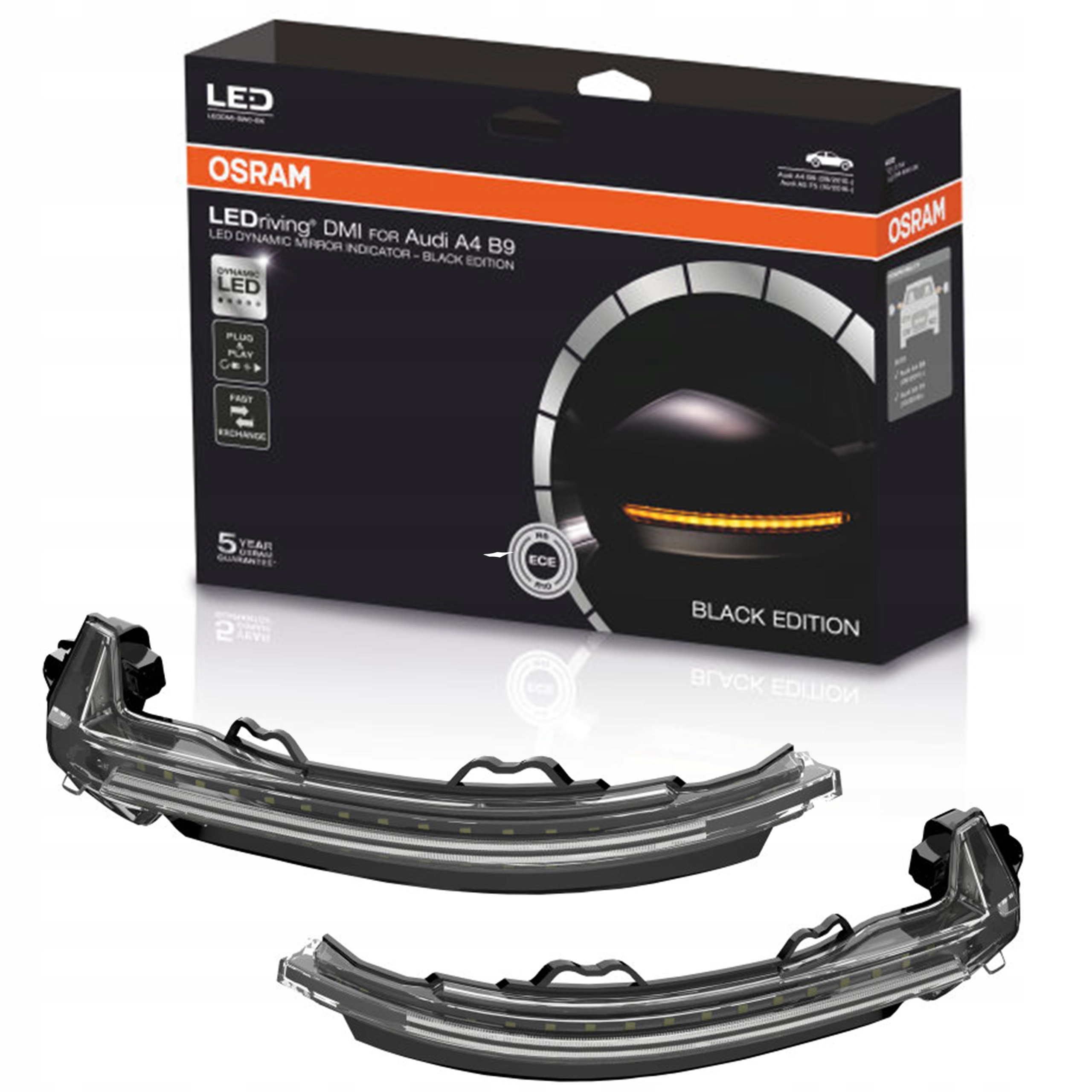 DYNAMICZNE KIERUNKOWSKAZY LED AUDI CZARNE OSRAM