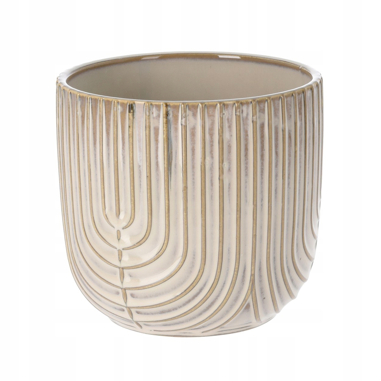 

Beżowa Osłonka Donica na Kwiaty Zioła Ceramiczna