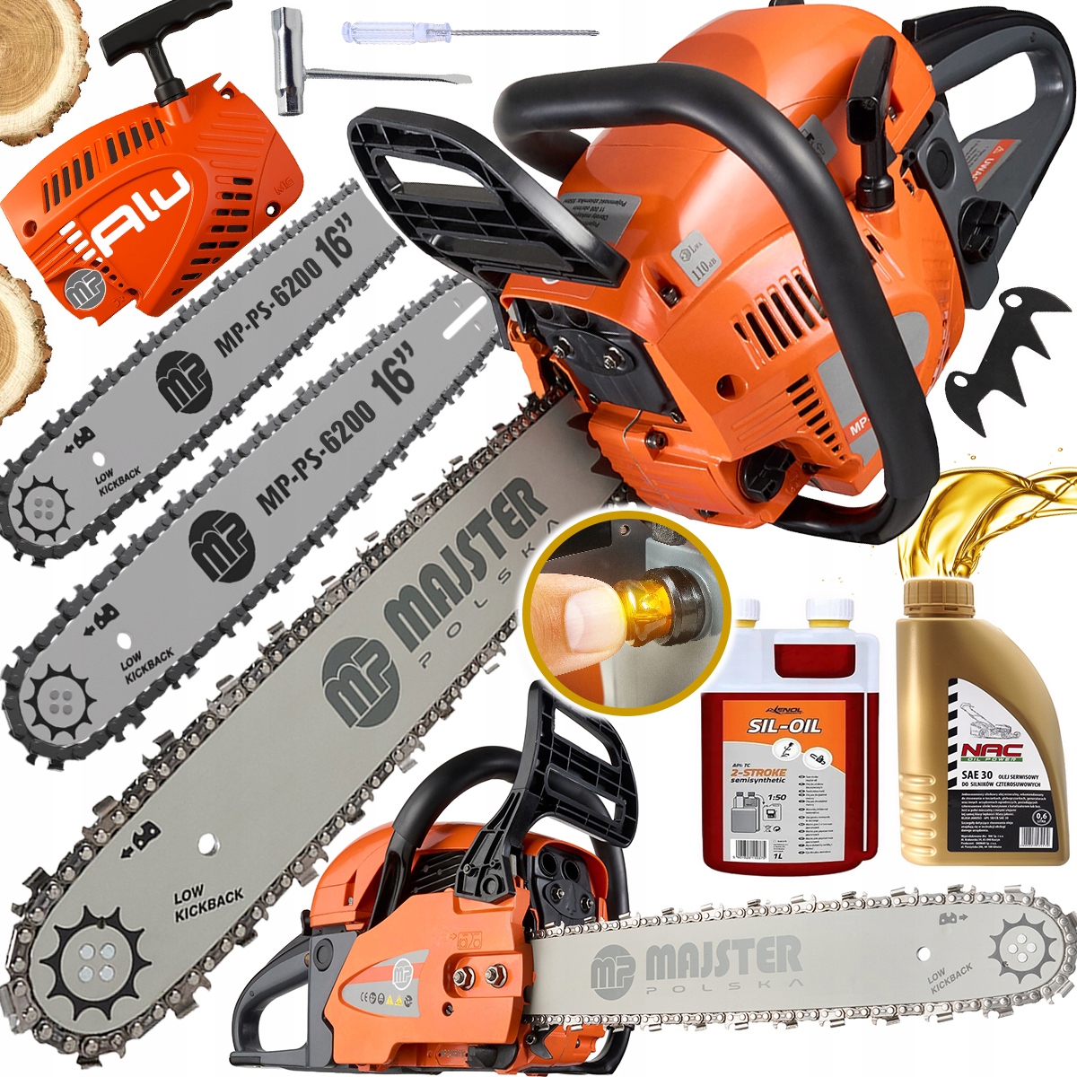 Piła spalinowa Alu karter pilarka Łańcuchowa 5,7km 58cm3 2x łańc/prowad/Ole