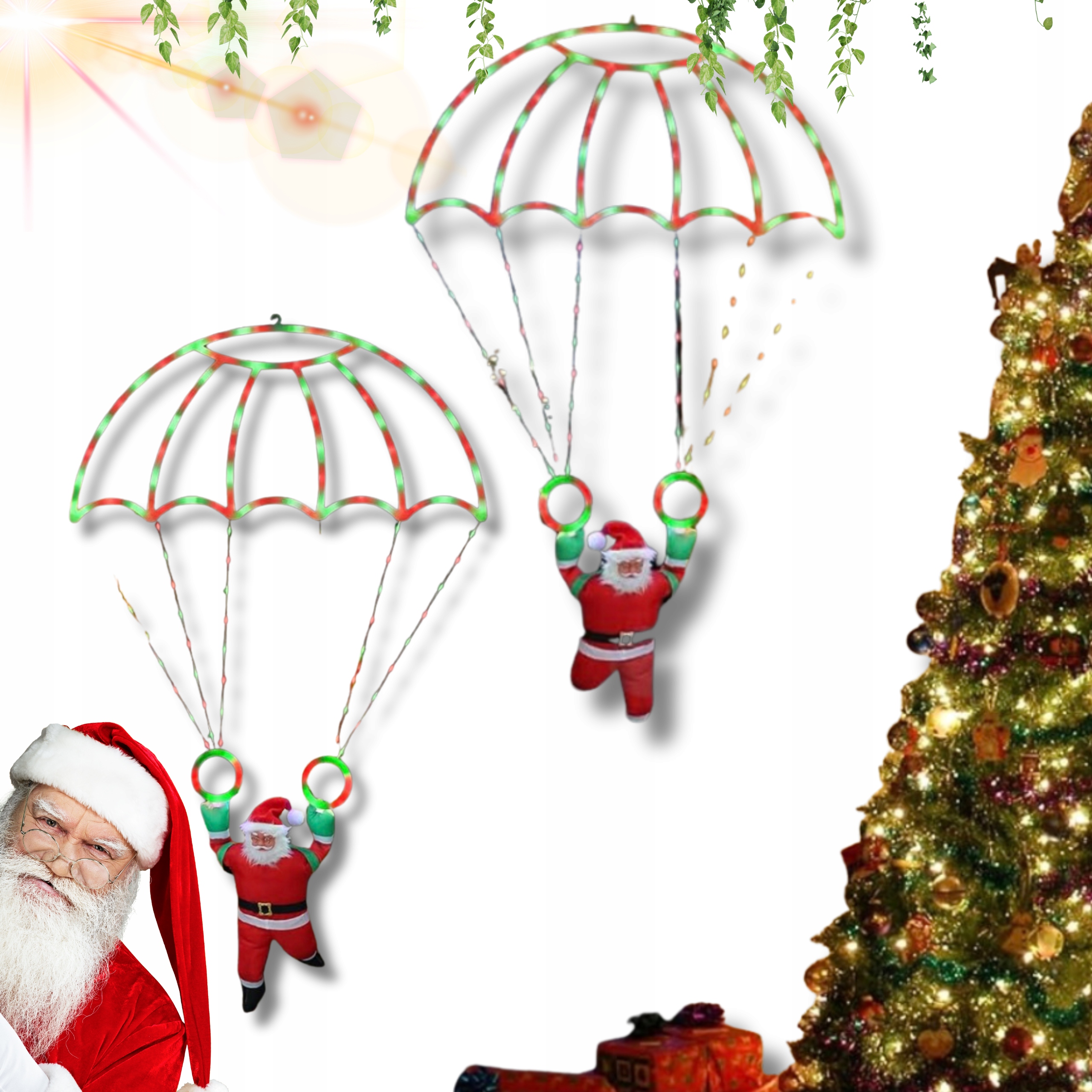 Mikuláš S Padákem A Balónem Vánoční Dekorace Led Ozdoba Lampičky!