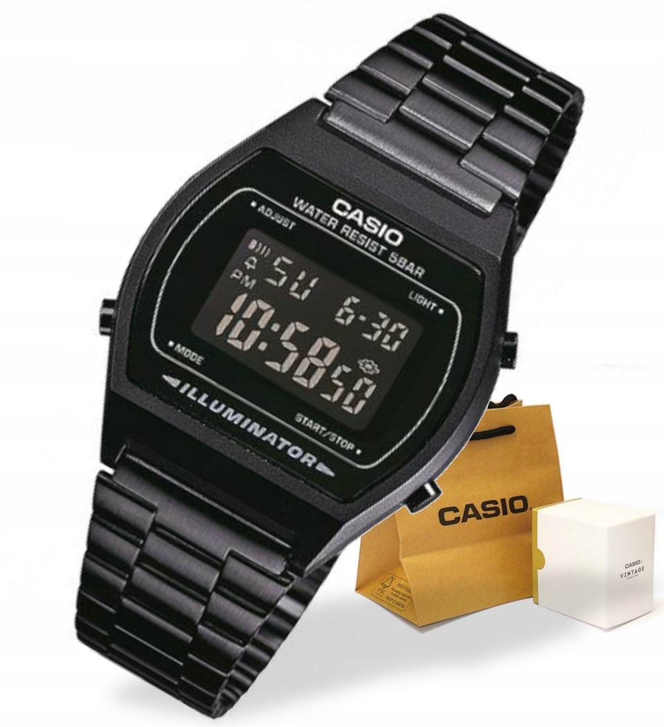 Černé ikonické hodinky Casio Vintage B640WB Retro Box Gravírování Bonus