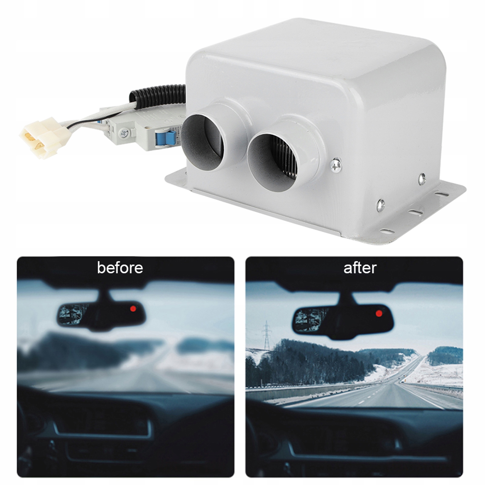 WENTYLATOR SAMOCHODOWY FARELKA GRZEJNIK 12V 800W Waga produktu z opakowaniem jednostkowym 1 kg