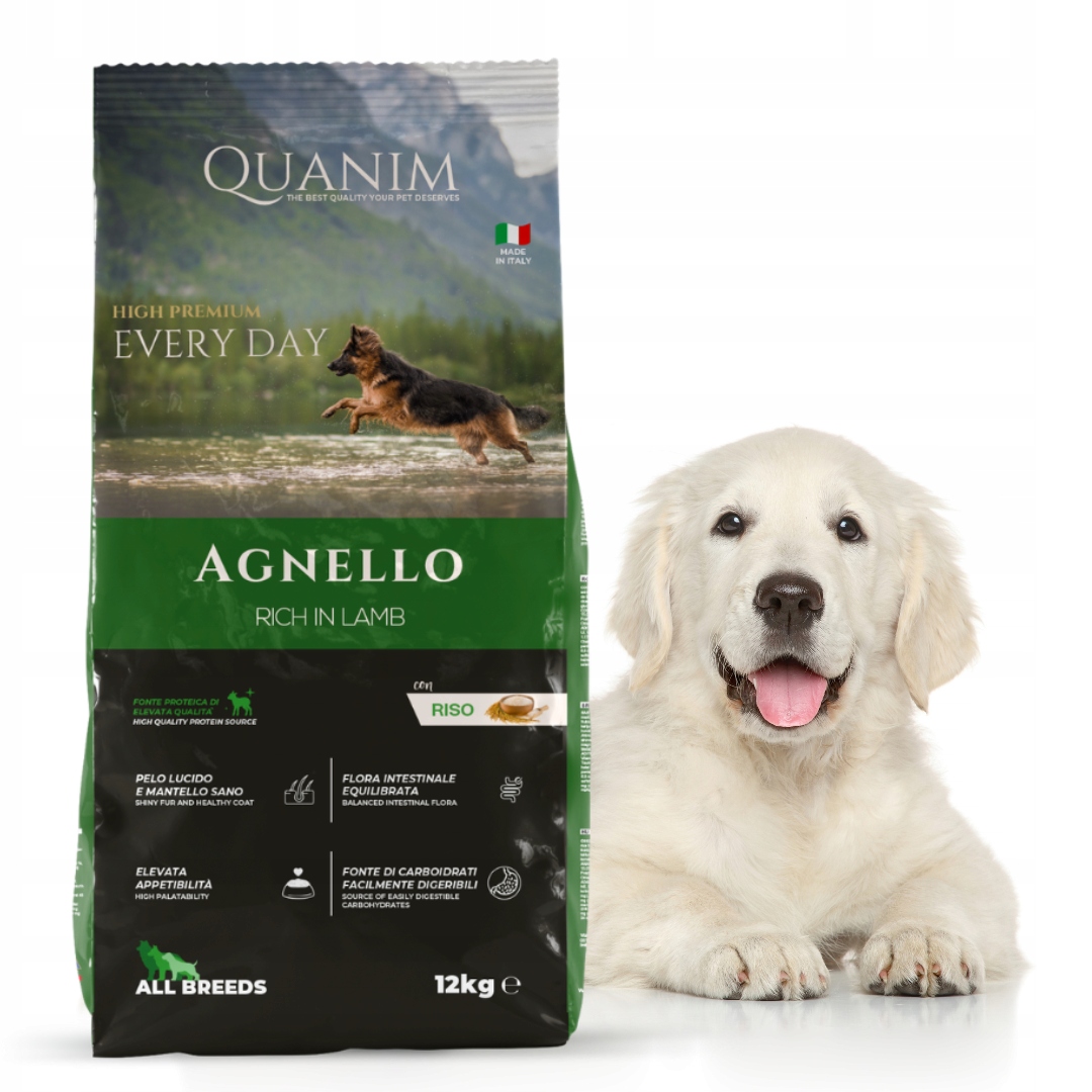 Levně Quanim Krmivo Pro Psy Jehněčí Premium 12KG Labradorský ovčák