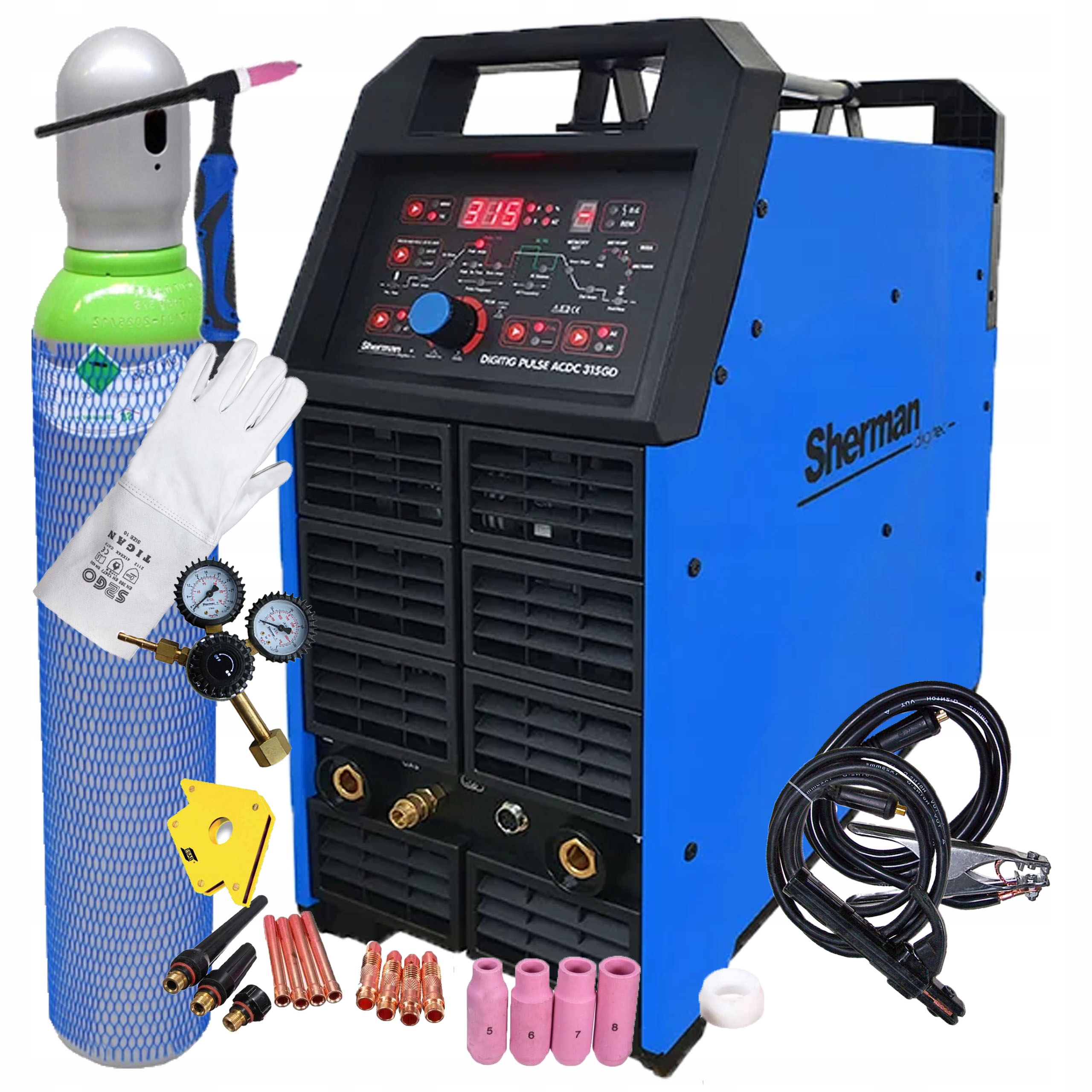 Spawarka Tig Sherman Digitig Pulse Ac/dc 315GD 315A Aluminium Felgi Zestaw
