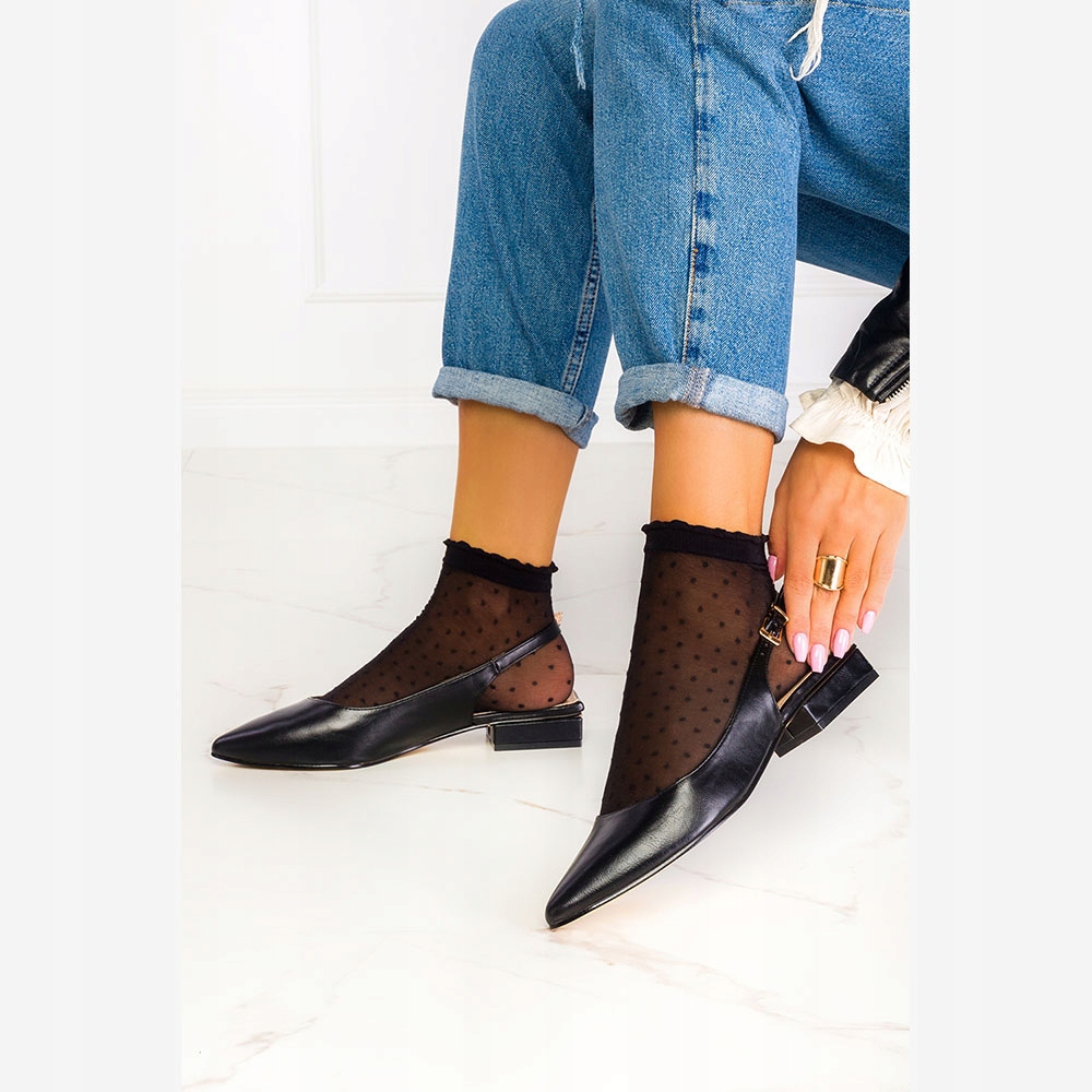 BALERINY DAMSKIE BUTY Z ODKRYTĄ PIĘTĄ SZPIC r 39 Marka Casu