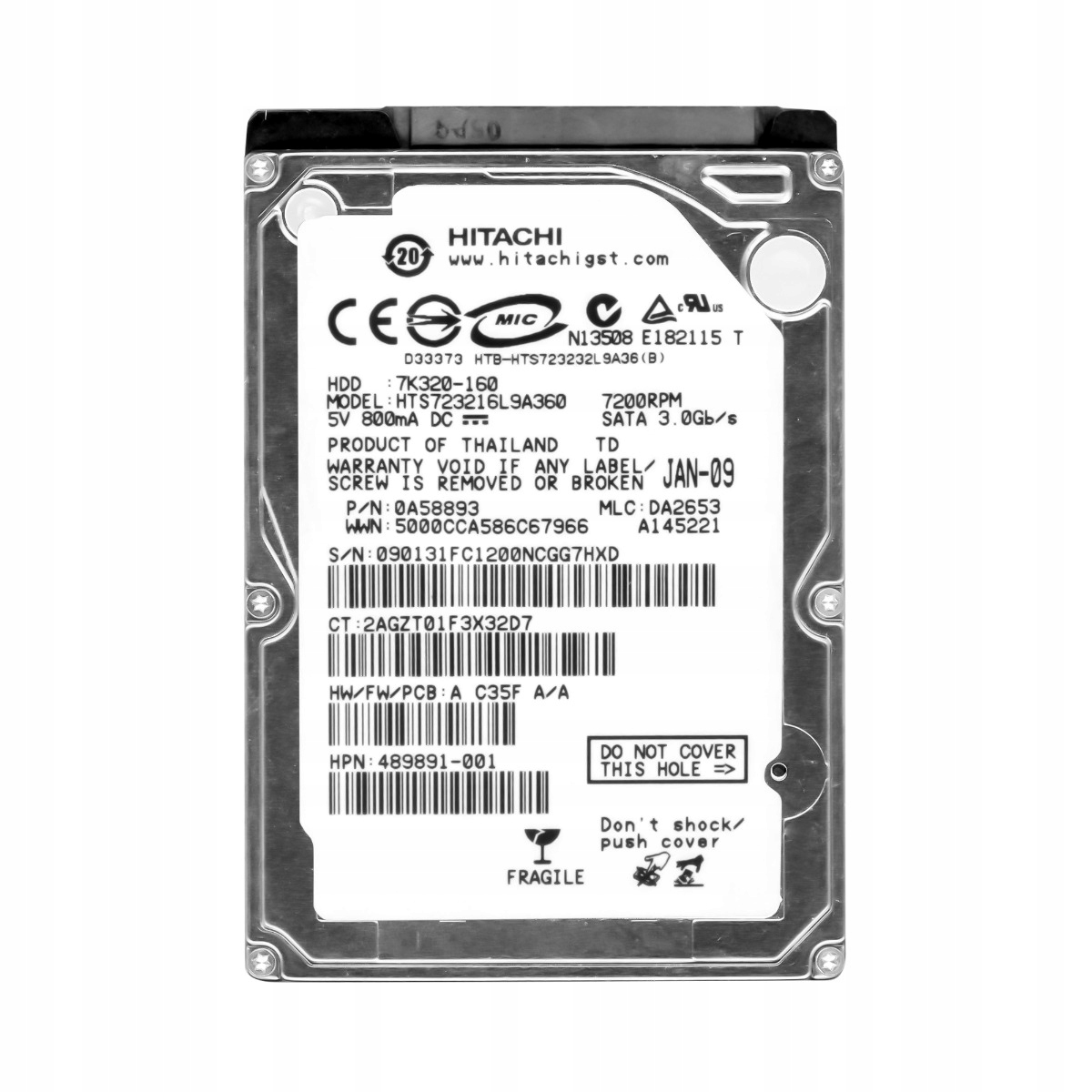 TravelStar 7K320 160GB 7.2K 16MB Sata II 2.5'' HTS723216L9A360