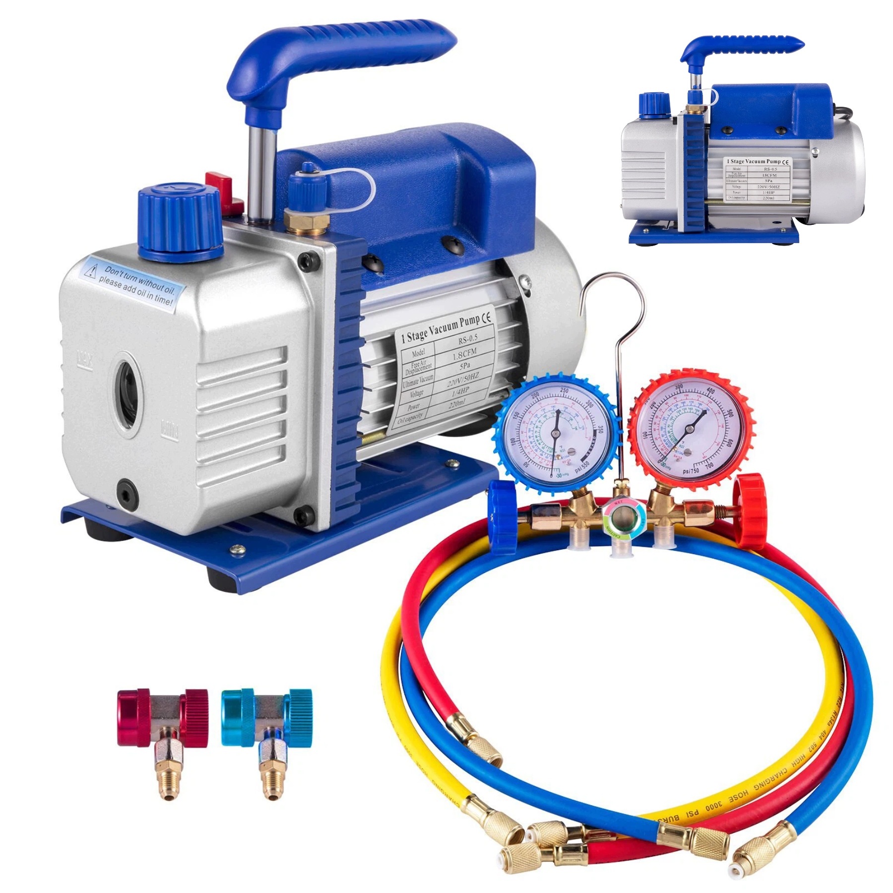 Pompa próżniowa 1,8 Cfm 1/4 Hp, manometer+olej 200 ml, do Hvac a chłodnictwa