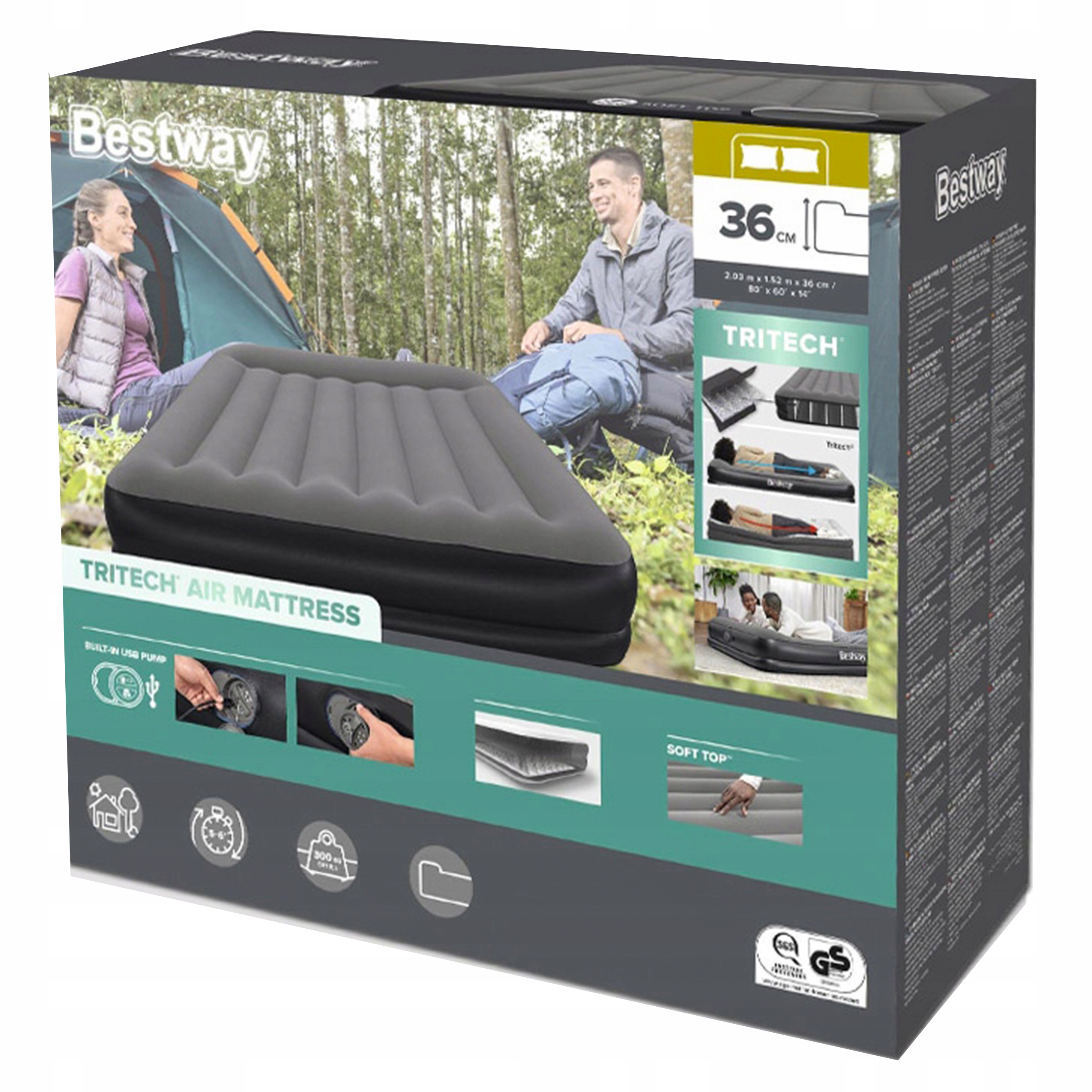 Matrace Velurové dvoulůžko na spaní s pumpičkou Bestway 671BU