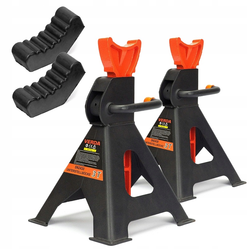 REGULOWANE PODPORY SAMOCHODOWE KOBYŁKI 3 TONY 2SZT SOLIDNE PODPÓRKI + GUMY