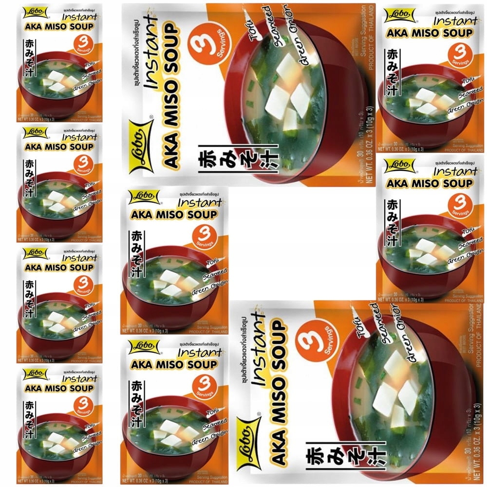 10 x Polévka Aka Miso 3 porce Hotová směs koření pro miso Sáček 30 g