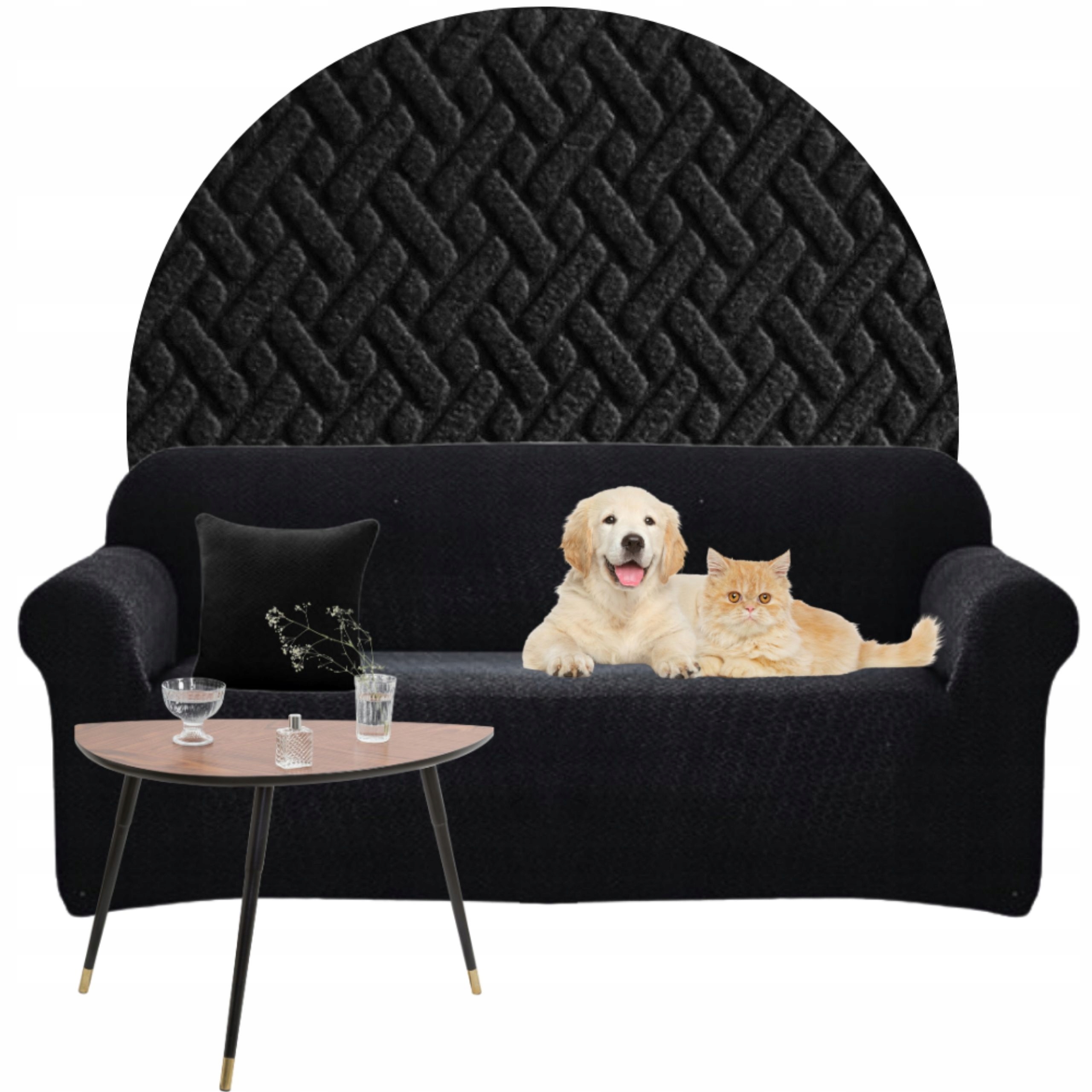 Potah Na Pohovku Rohový Elastický Žakár Jedle 190-230 Oeko Tex