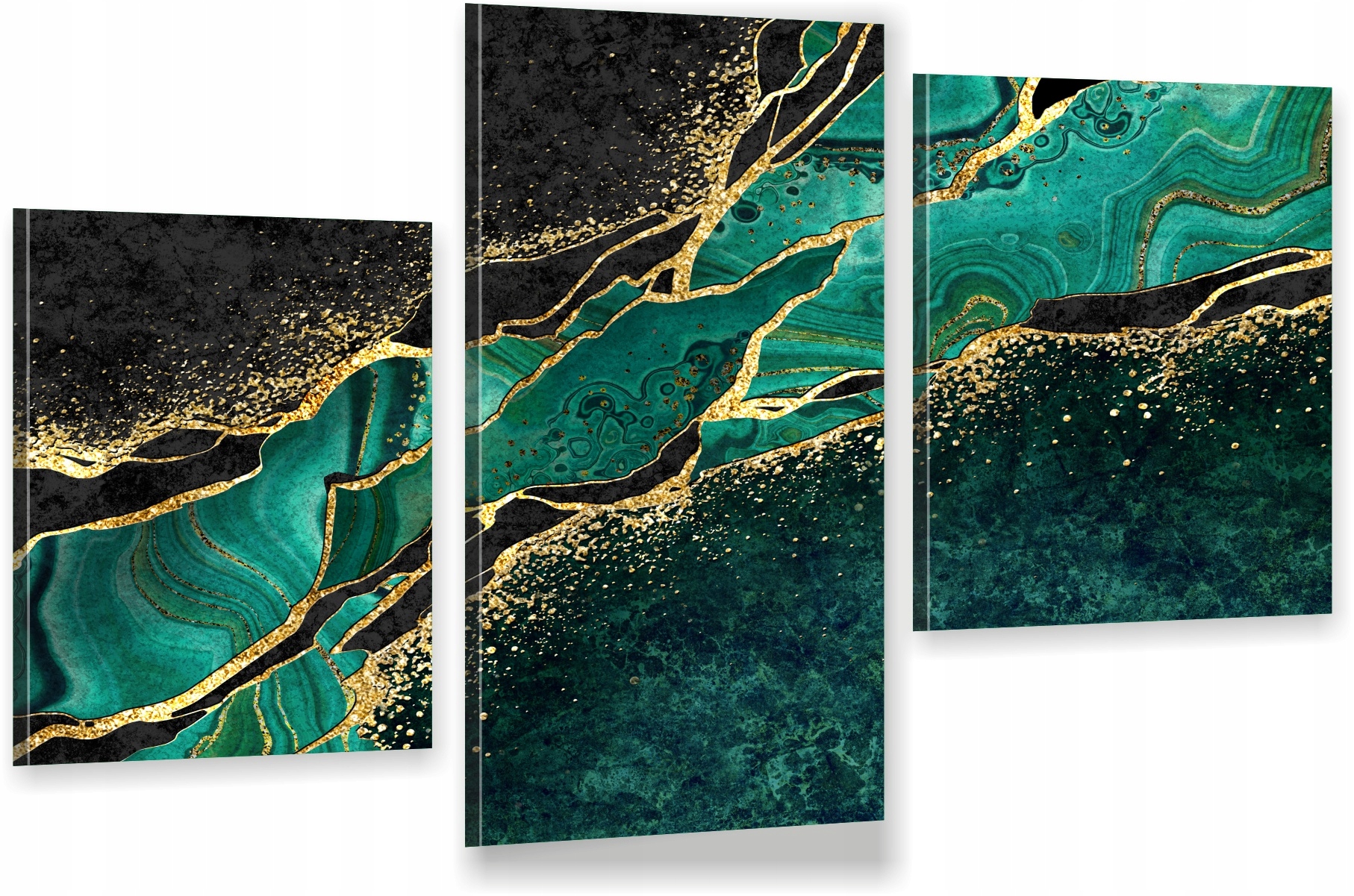 

Tryptyk Obraz Na Ścianę marmur zielony złoto