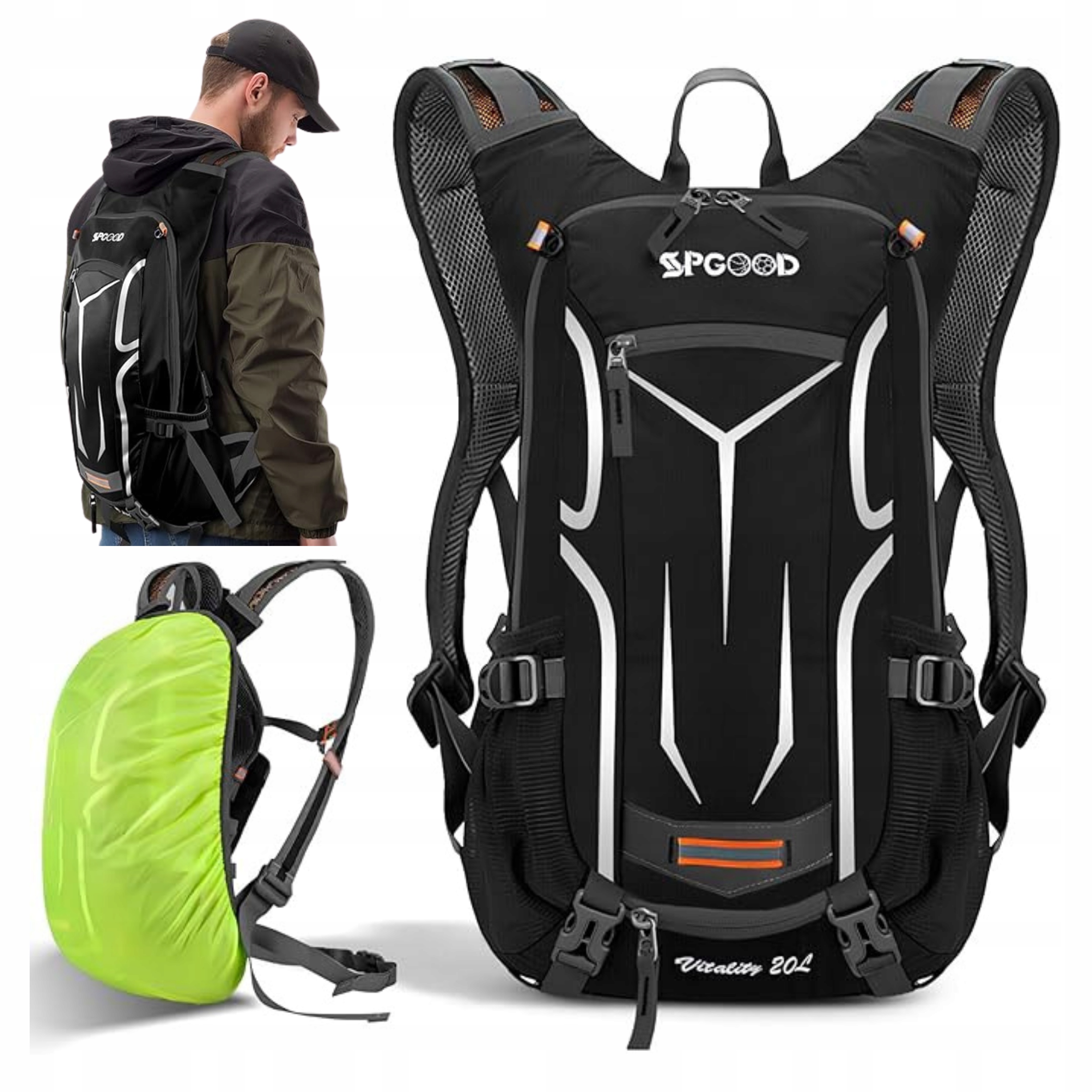 Plecak Sportowy Rowerowy Górski Turystyczny Wielofunkcyjny 25 L Czarny