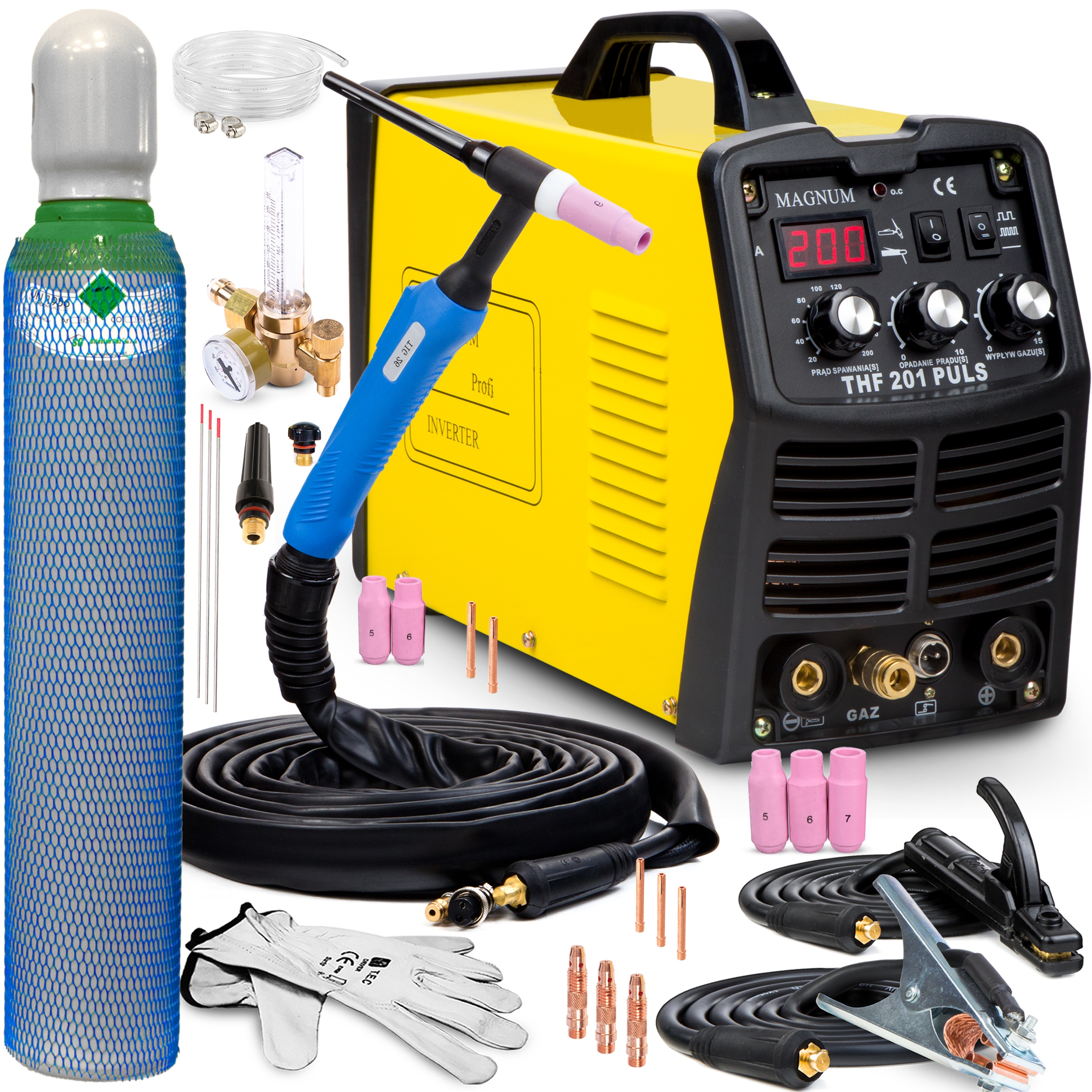 SPAWARKA TIG DC MAGNUM THF 201 PULS MMA 230V 200A IGBT HF UCHWYT 4M