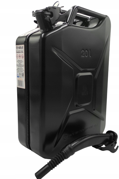 

Czarny Kanister metalowy 20L+LEJEK Benzyna Diesel