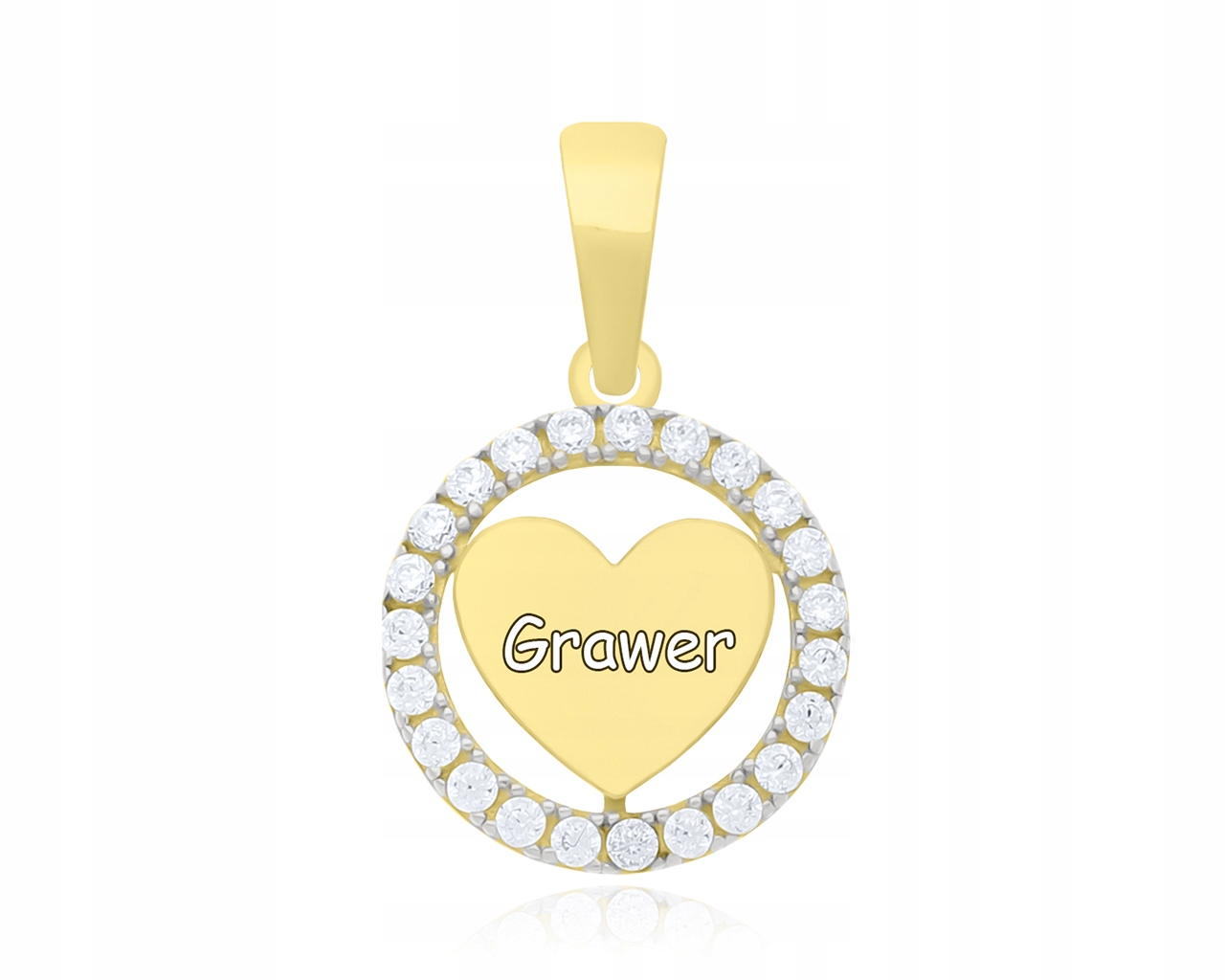 Zlatý přívěsek 585 Srdce Gravírování Zirkony Přívěsek Dámský jako Dárek