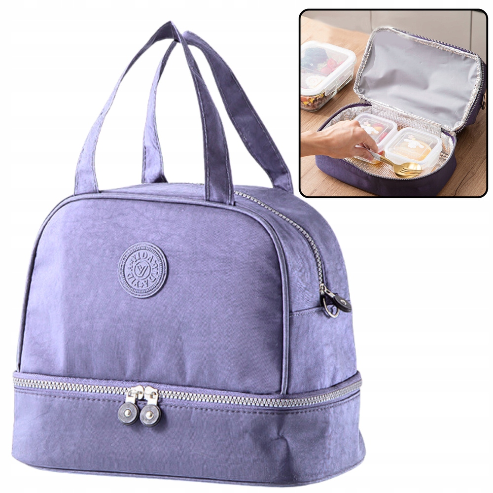 Torba Śniadaniowa Termiczna Lunch Bag Izolacyjna Pas Z Regulacją Fioletowy