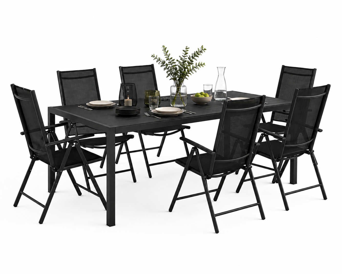Zestaw Mebli Ogrodowych Aluminiowy Stół Polywood 140x80 + 6x Krzeseł