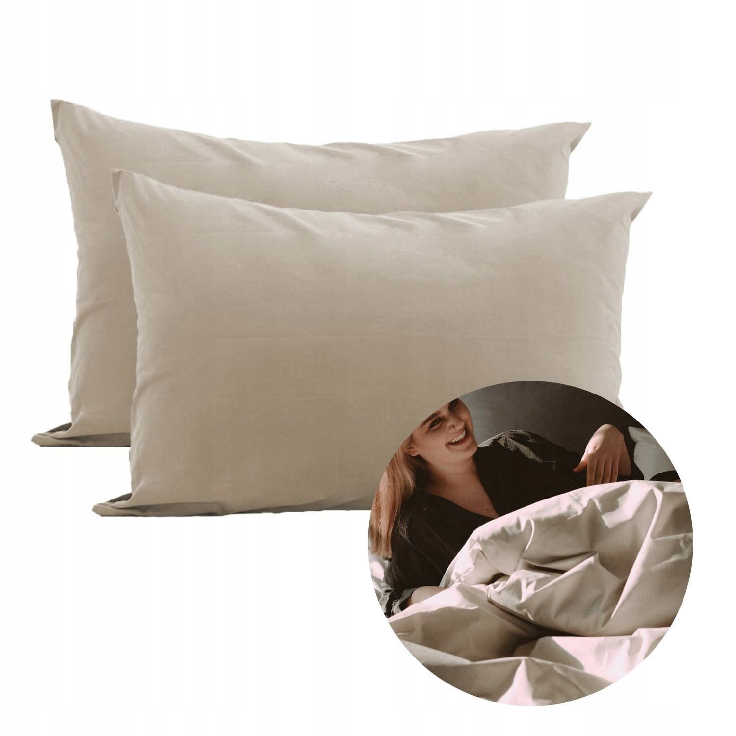 Poszewki cappuccino 2x 50x70 BAWEŁNA certyfikat j.brąz