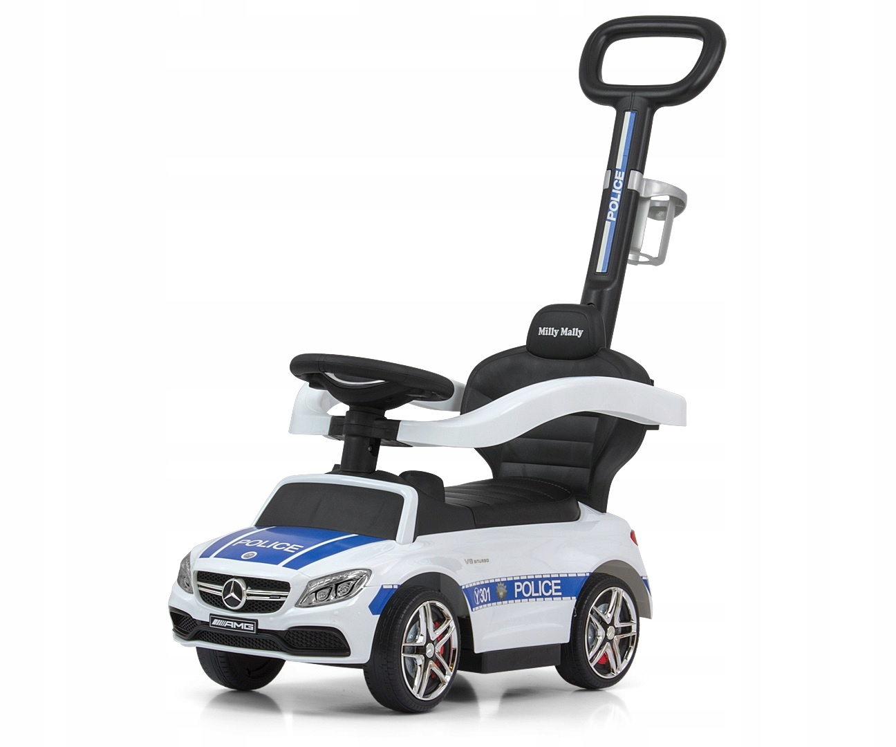 Jeździk Milly Mally 5901761126181 Biały Mercedes Amg C63 Coupe Police S