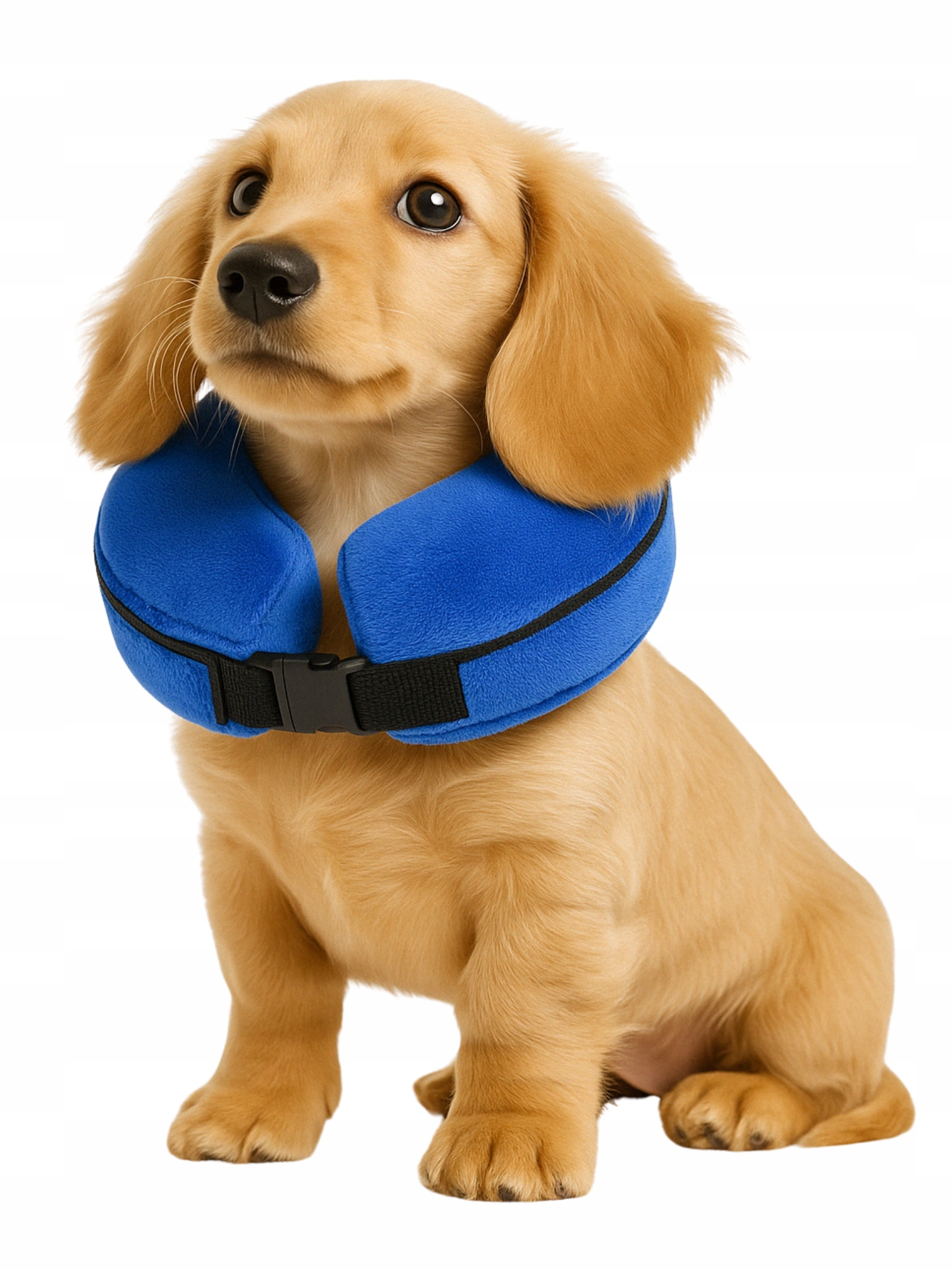 Levně Ochranný obojek pro psa jemný nafukovací S/m 32-40 cm modrý