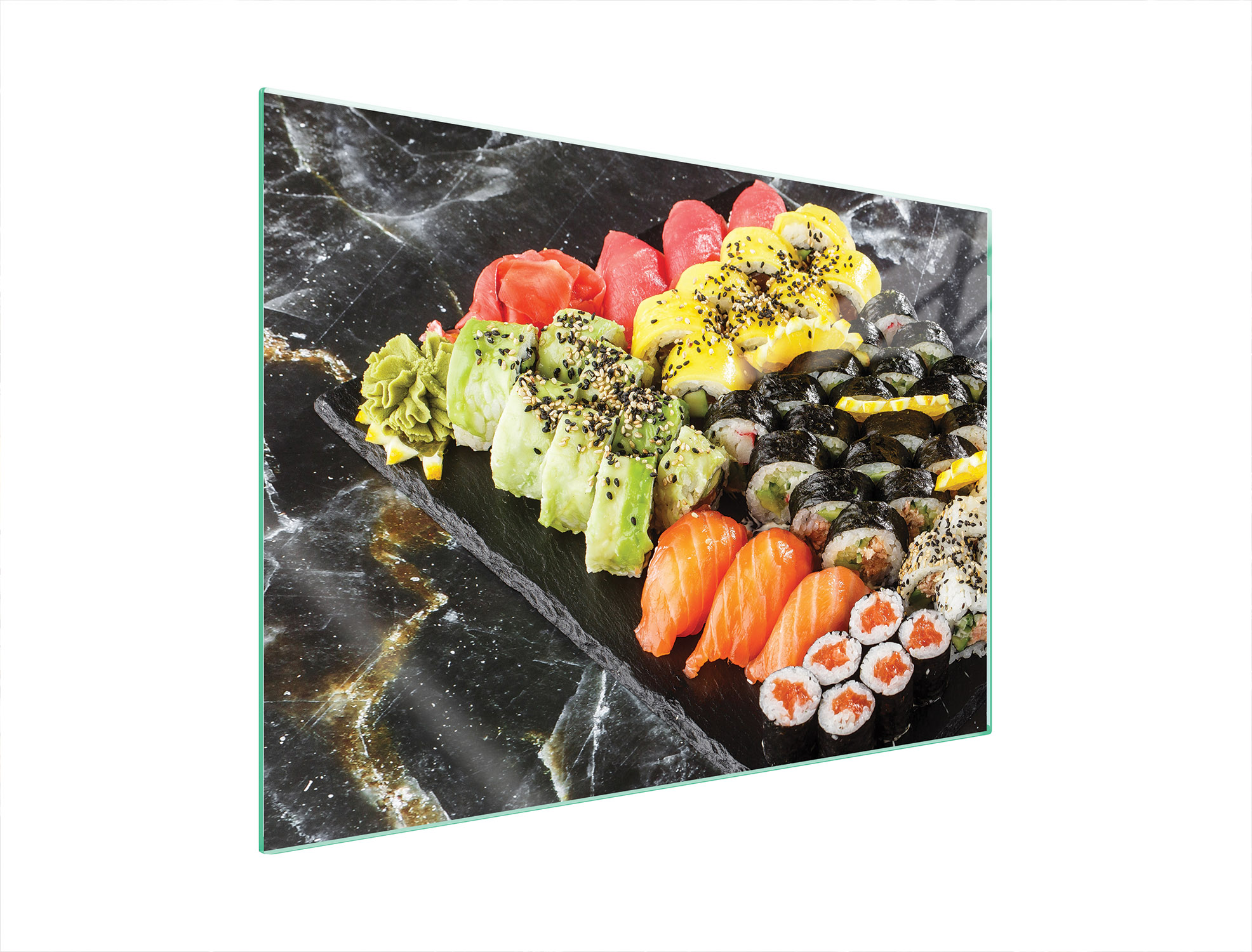 Skleněná Ochranná Deska Na Sporák 70x52 Sushi Tvrzené Sklo