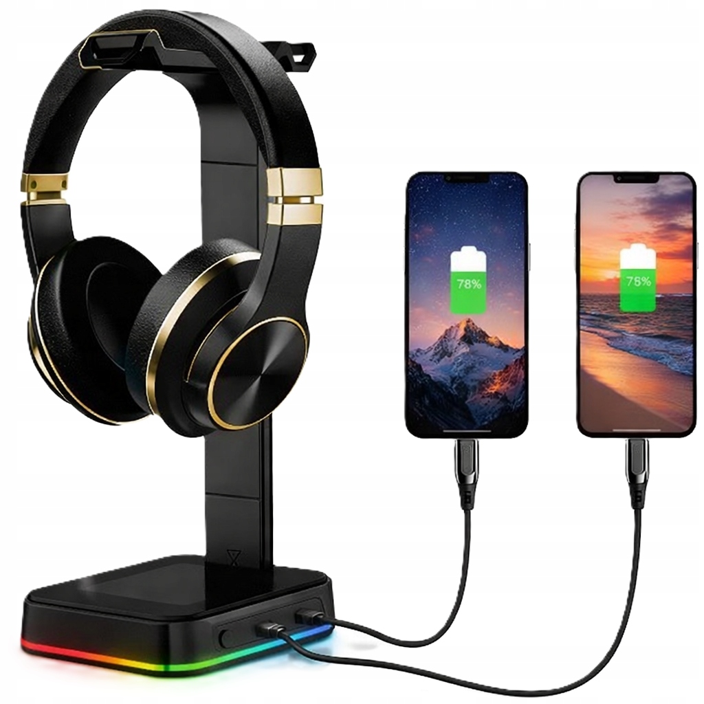 Herní Držák, Stojan Na Sluchátka, Osvětlení Rgb Hub Usb, Stabilní Led