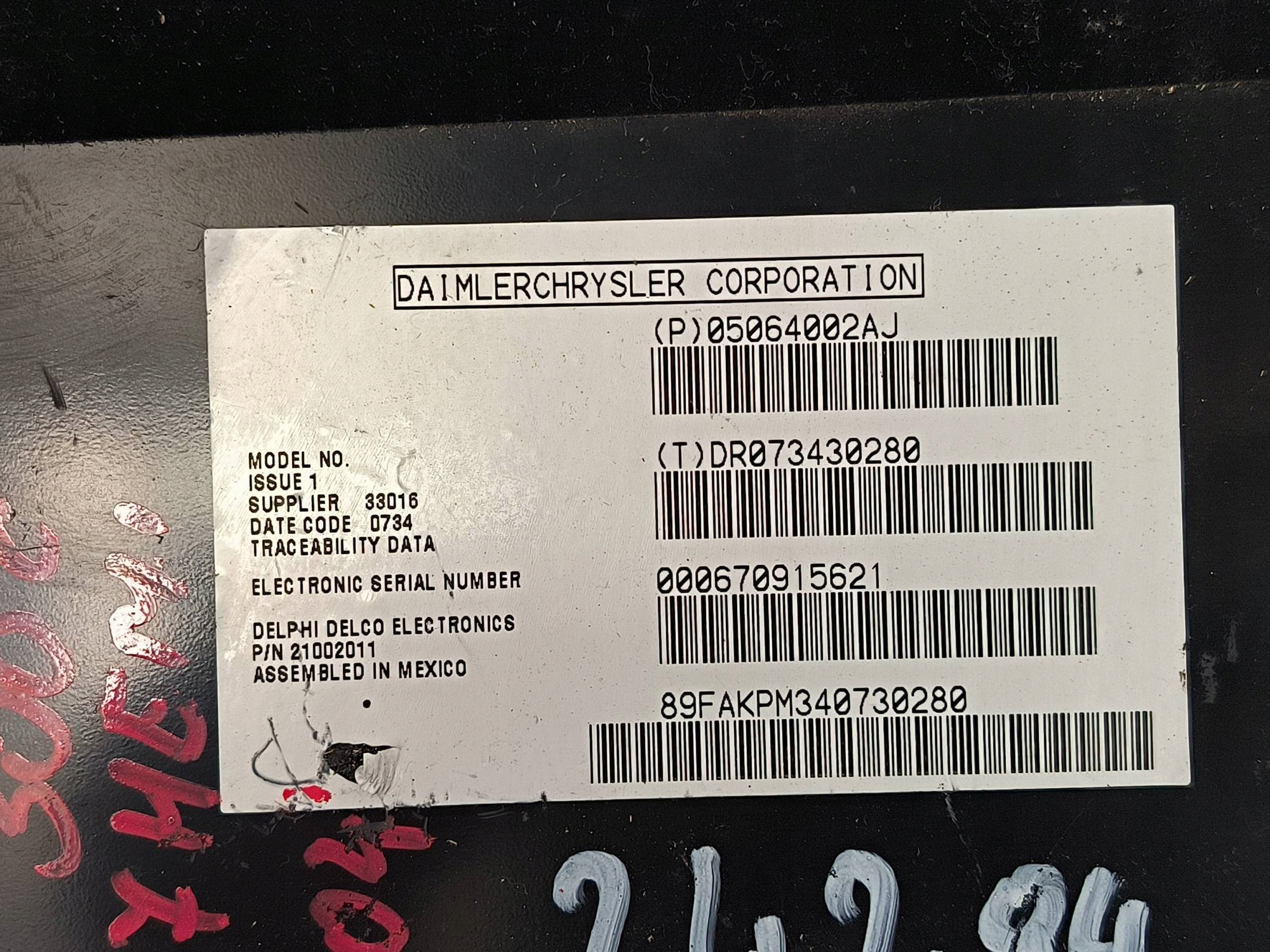 module RADIA 05064002AJ CHRYSLER 300C