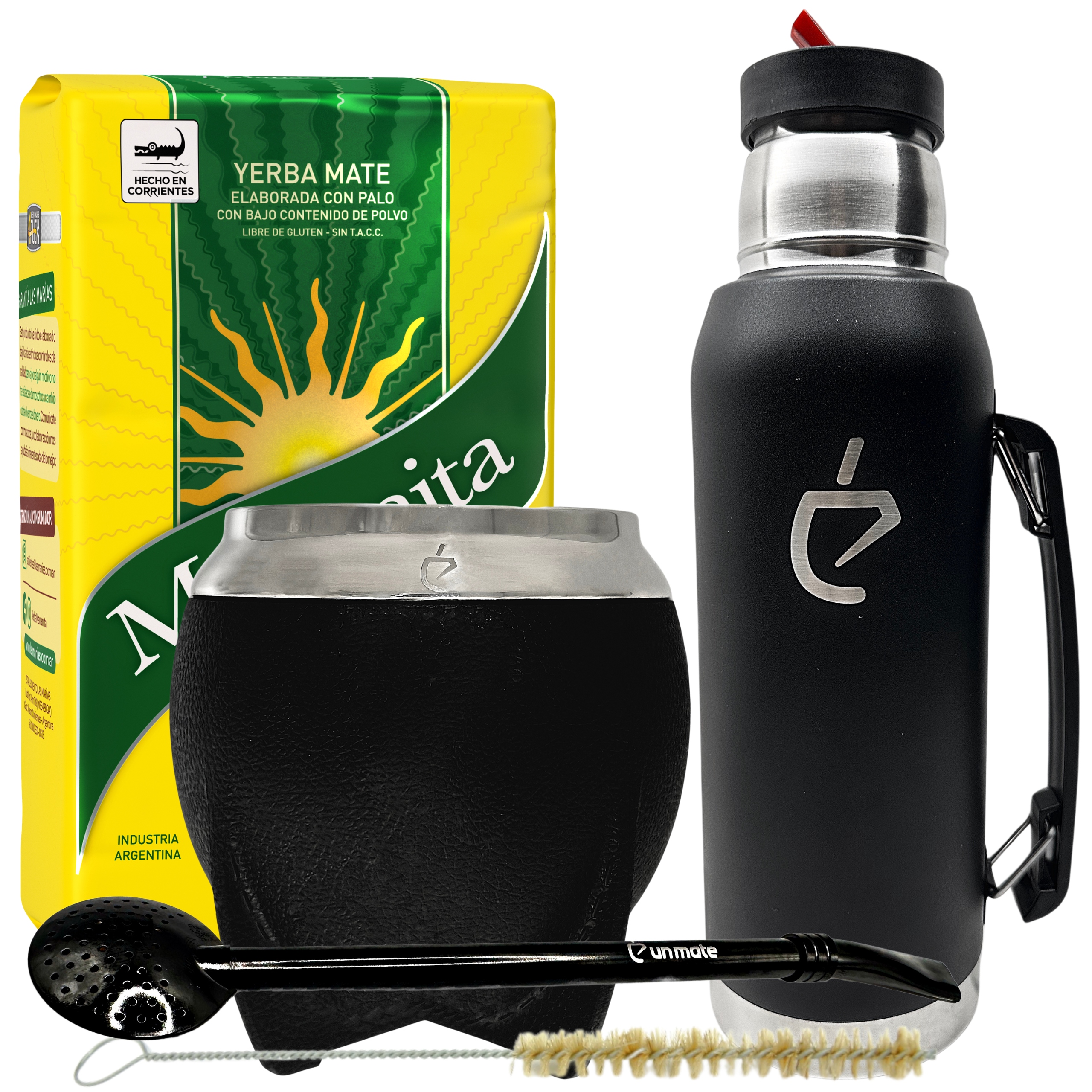 Tradycyjny zestaw do picia yerba mate: Mananita, tykwa, bombilla, termos