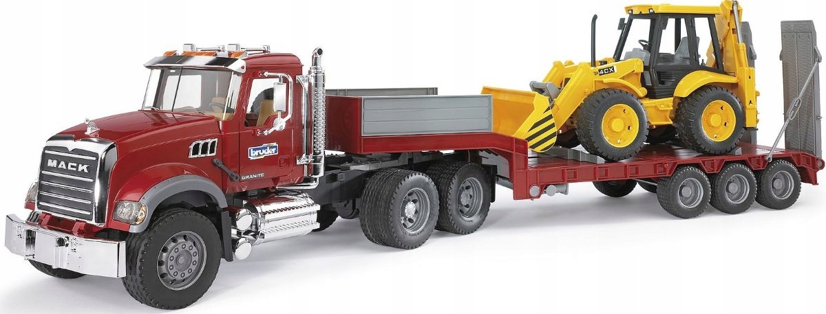 Bruder Mack Jcb Ciężarówka Ciągnik siodłowy z naczepą i koparką 02813