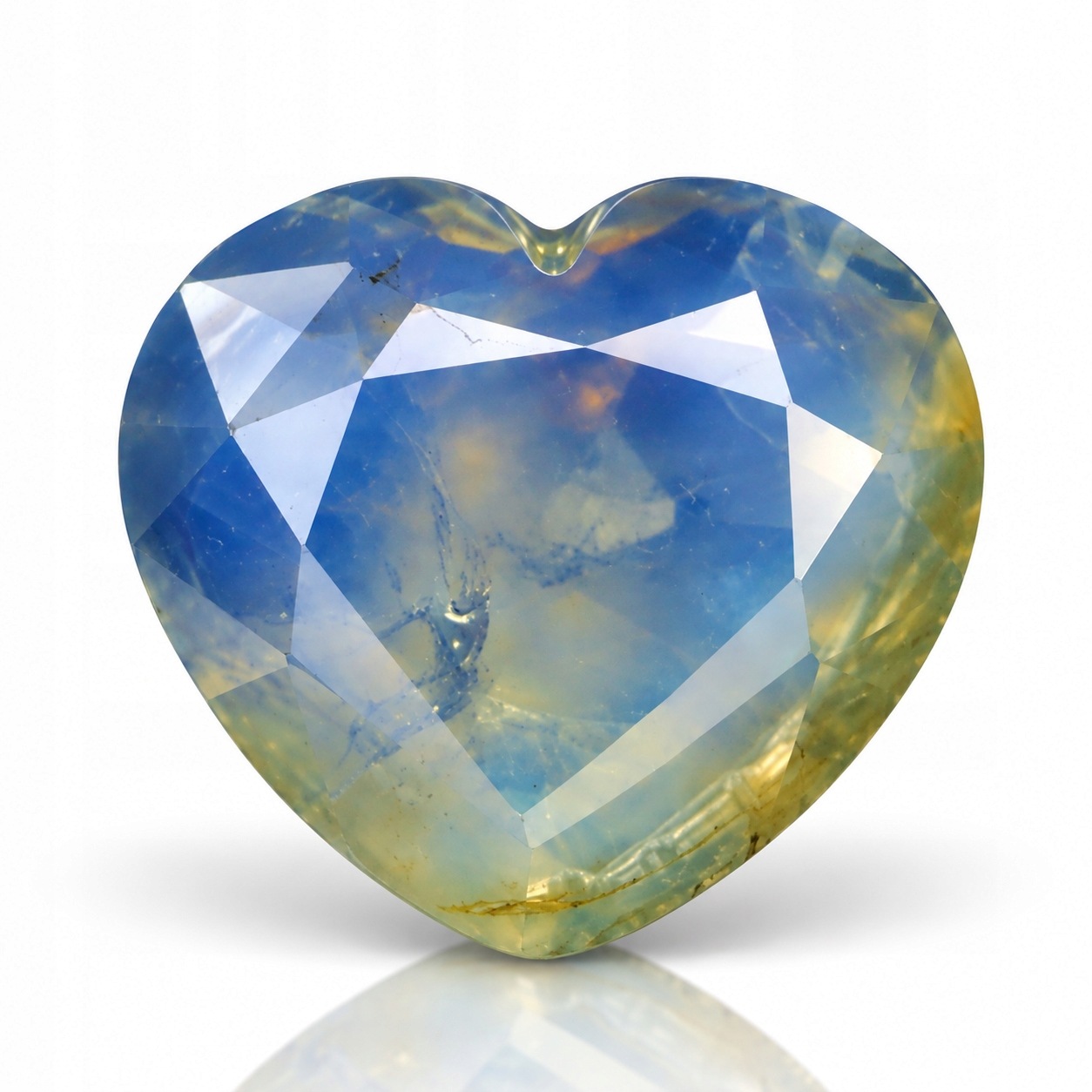 Přírodní safír 0.62 ct Bi-Color: Žluté srdce Tanzanie certifikát Wbd