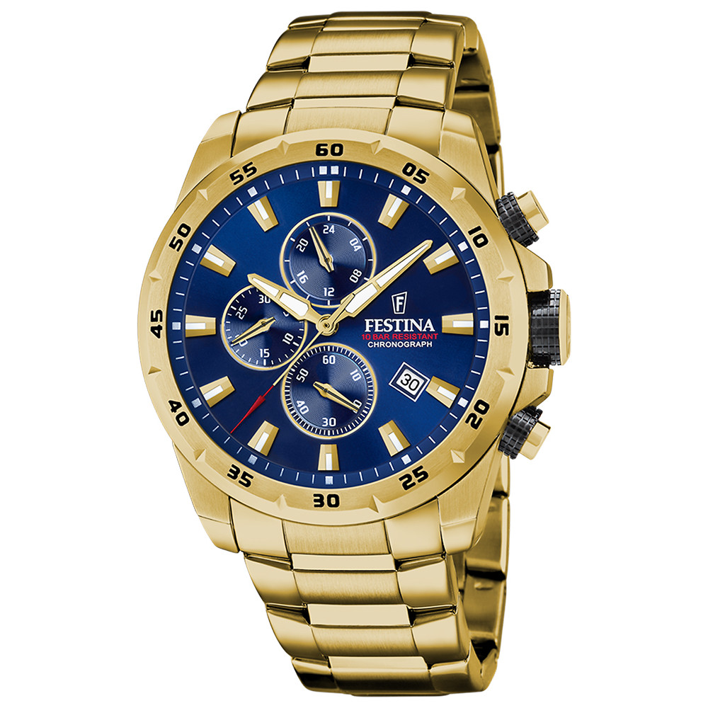 Pánské Hodinky Festina F20541-2 zlatý náramek