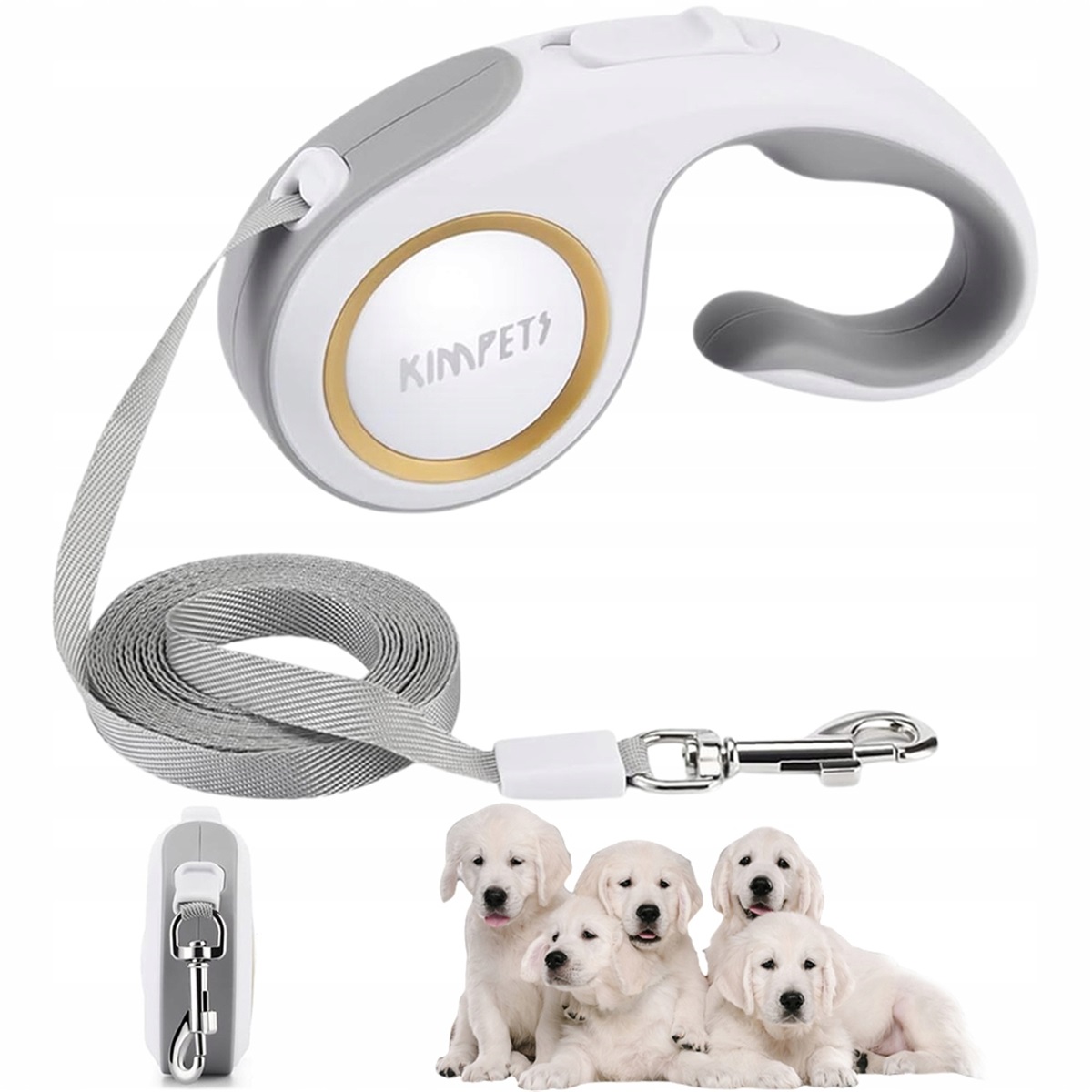 Vodítko výsuvná z nylonu pro psy do 27 kg s ergonomickou rukojetí a vodítko s aretací