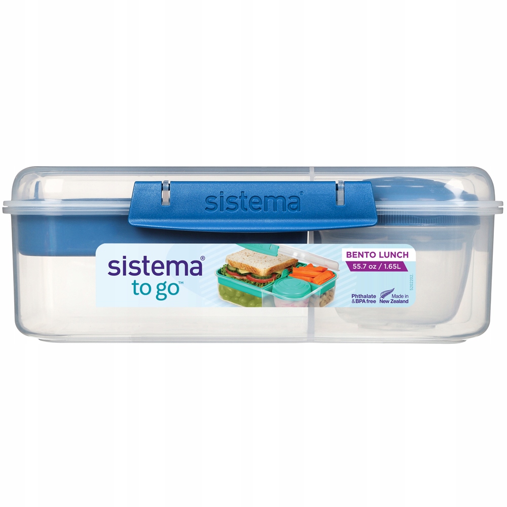 ŚNIADANIÓWKA SISTEMA LUNCHBOX BENTO BOX POJEMNIK SOS 1650ML Z PRZEGRÓDKAMI Kolor Odcienie niebieskiego