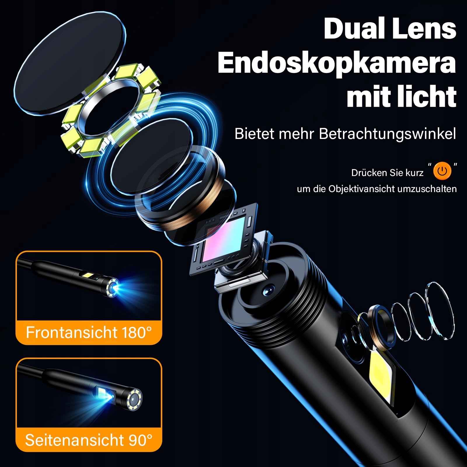 FINIBO Kamera Inspekcyjna 5m Dualna Soczewka 4.3 Calowy Ekran Wodoodporna — miniatura 3
