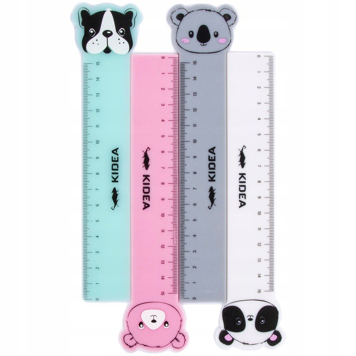 Linijka szkolna z figurką 15 cm zwierzaki pastel Marka Kidea