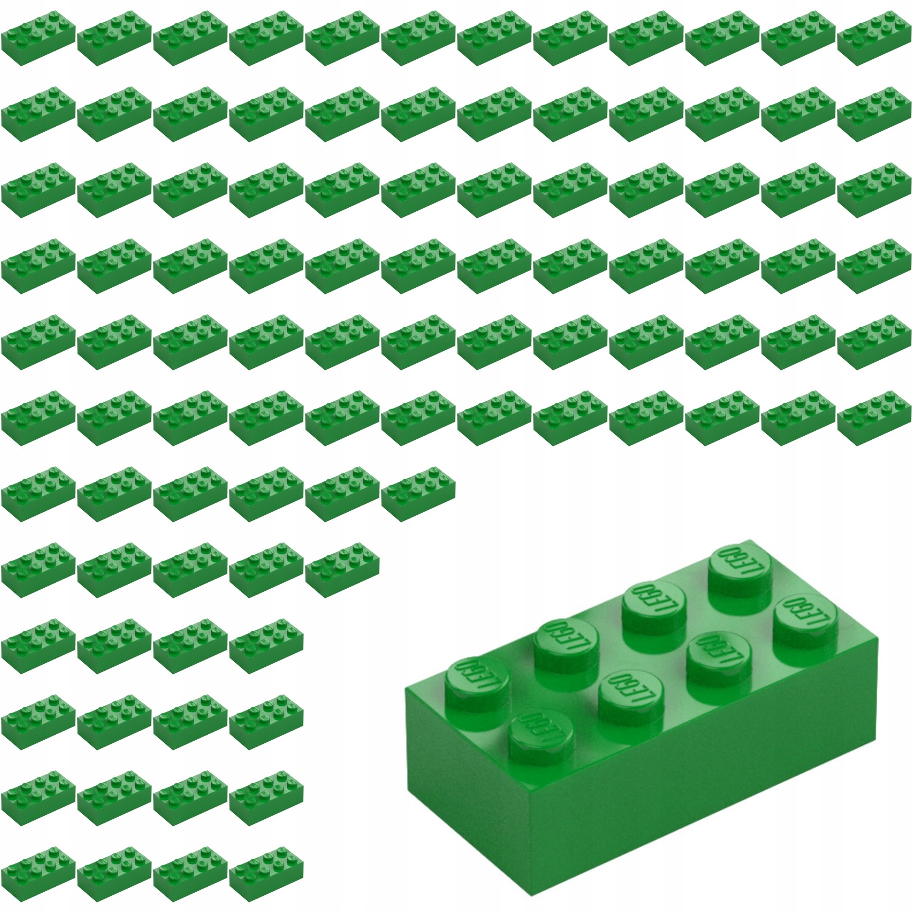 Lego Klocek 2x4 Brick Cihla Zelená Nové 4106356 3001 100 ks