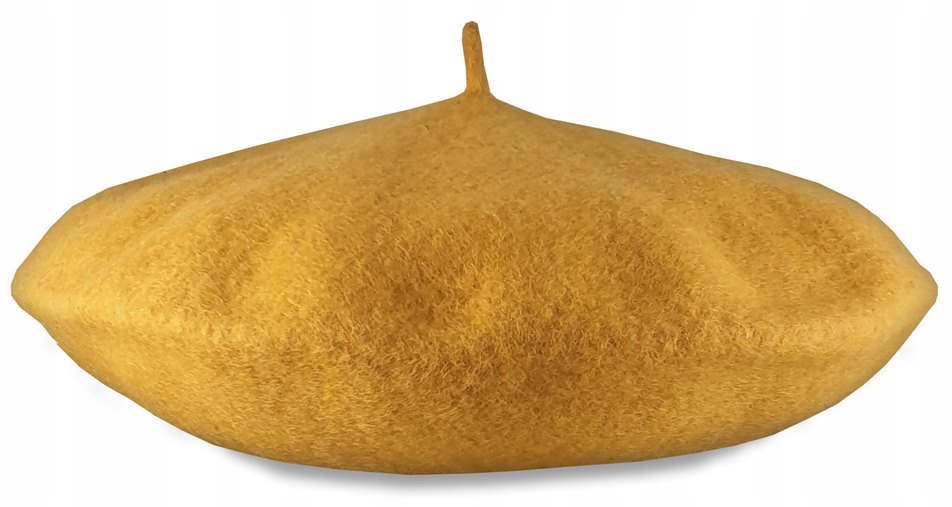 

Beret klasyczny wełniany w stylu francuskim Złoty